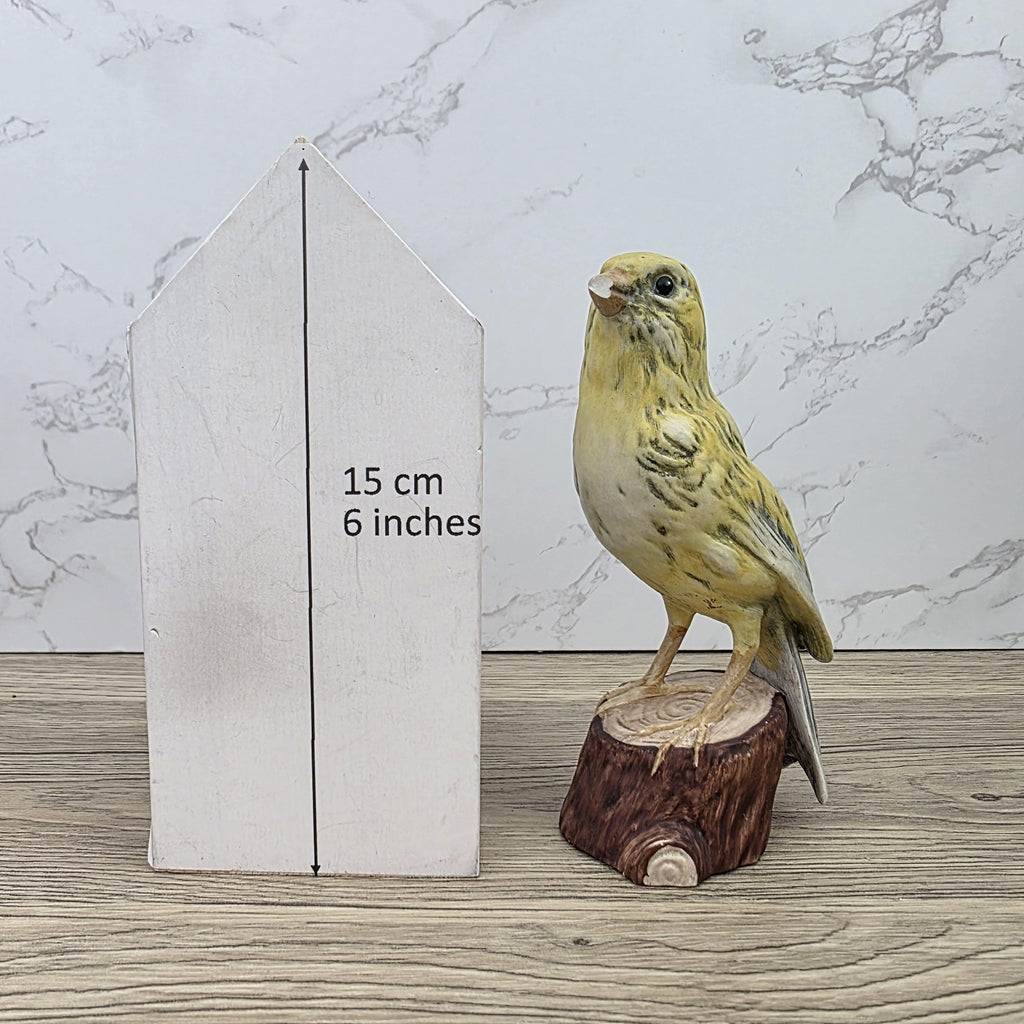Vintage Goebel Canary Bird Figurine 1973 W Germany | Hummel Porcelain Bird on Wooden Stump Base