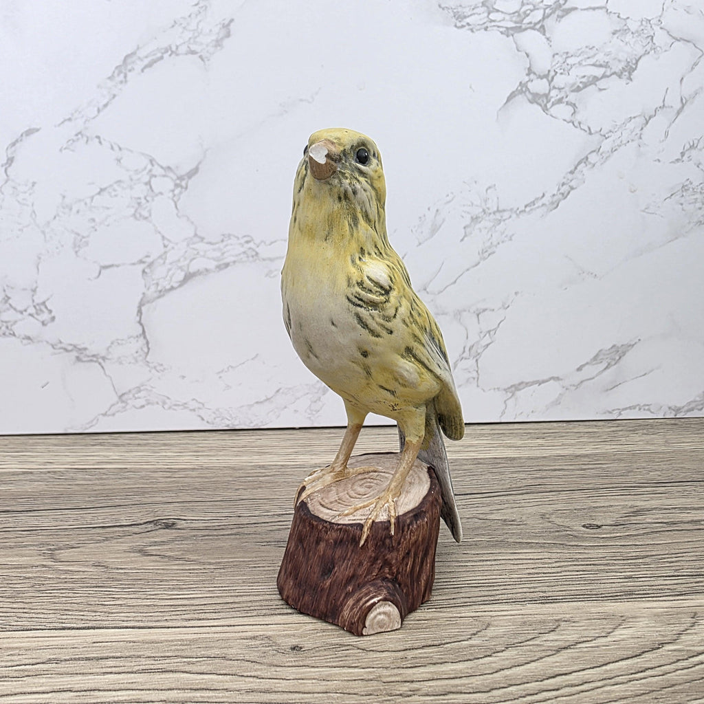 Vintage Goebel Canary Bird Figurine 1973 W Germany | Hummel Porcelain Bird on Wooden Stump Base