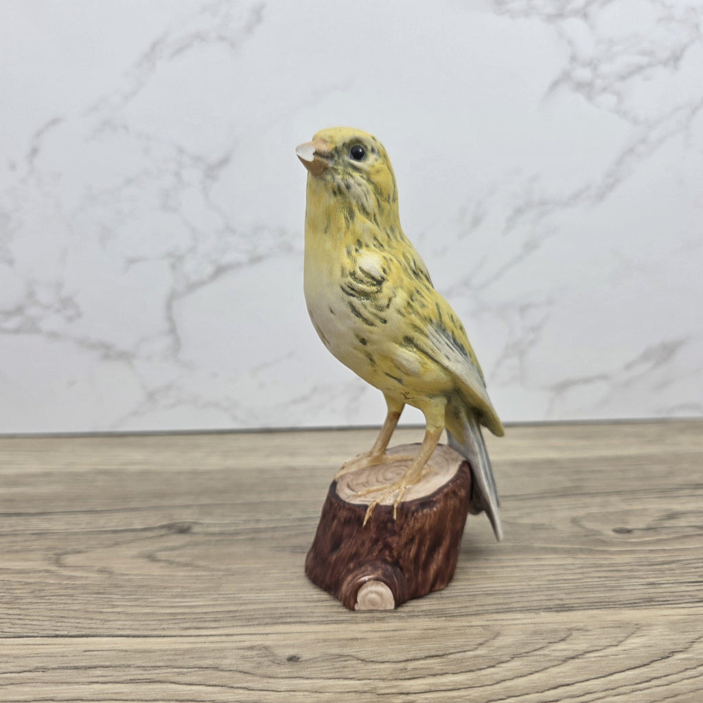 Vintage Goebel Canary Bird Figurine 1973 W Germany | Hummel Porcelain Bird on Wooden Stump Base