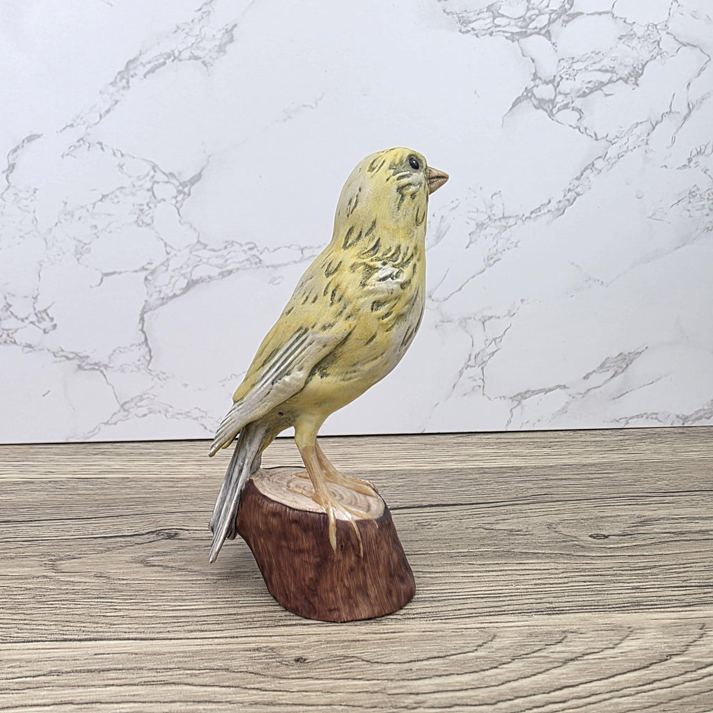 Vintage Goebel Canary Bird Figurine 1973 W Germany | Hummel Porcelain Bird on Wooden Stump Base