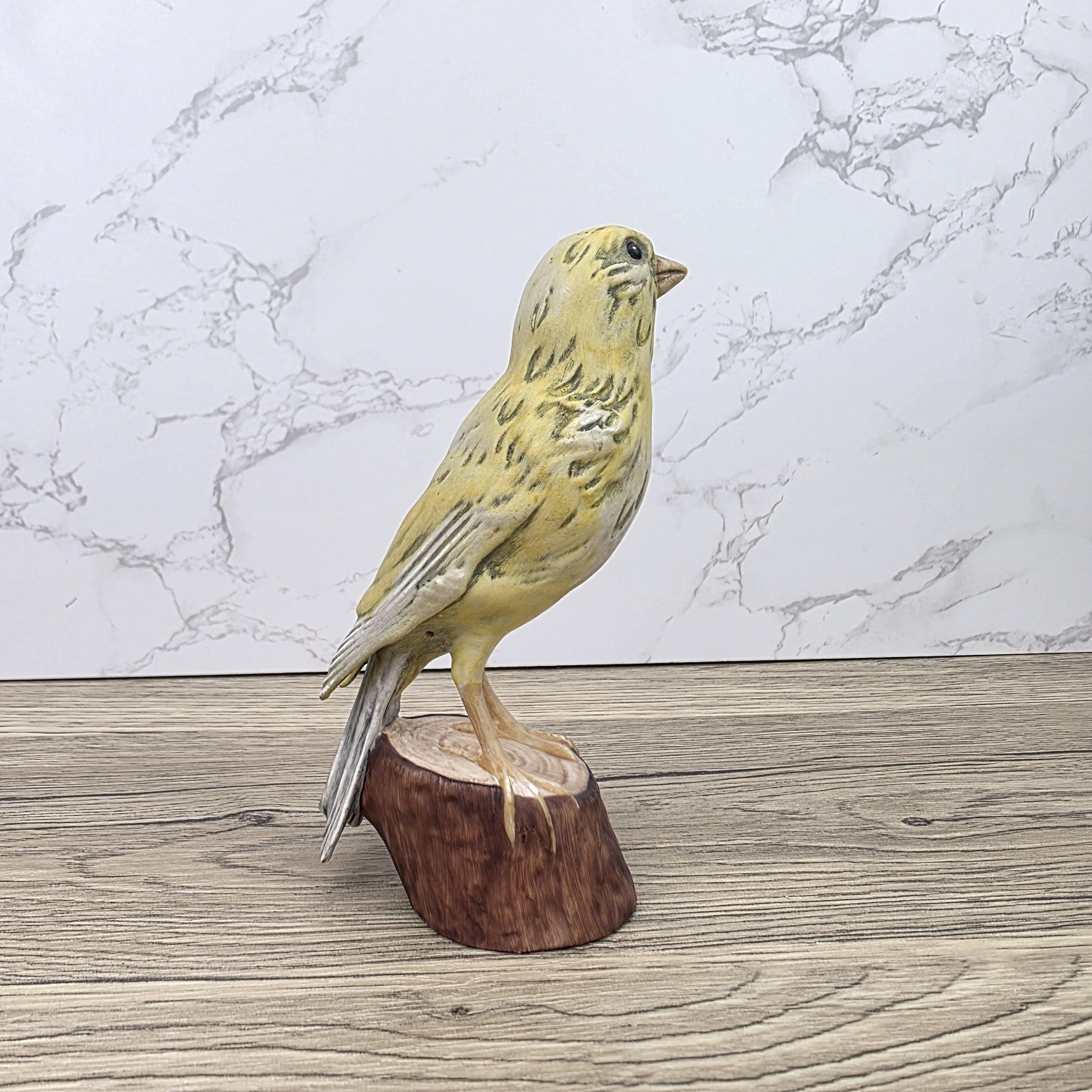 Vintage Goebel Canary Bird Figurine 1973 W Germany | Hummel Porcelain Bird on Wooden Stump Base