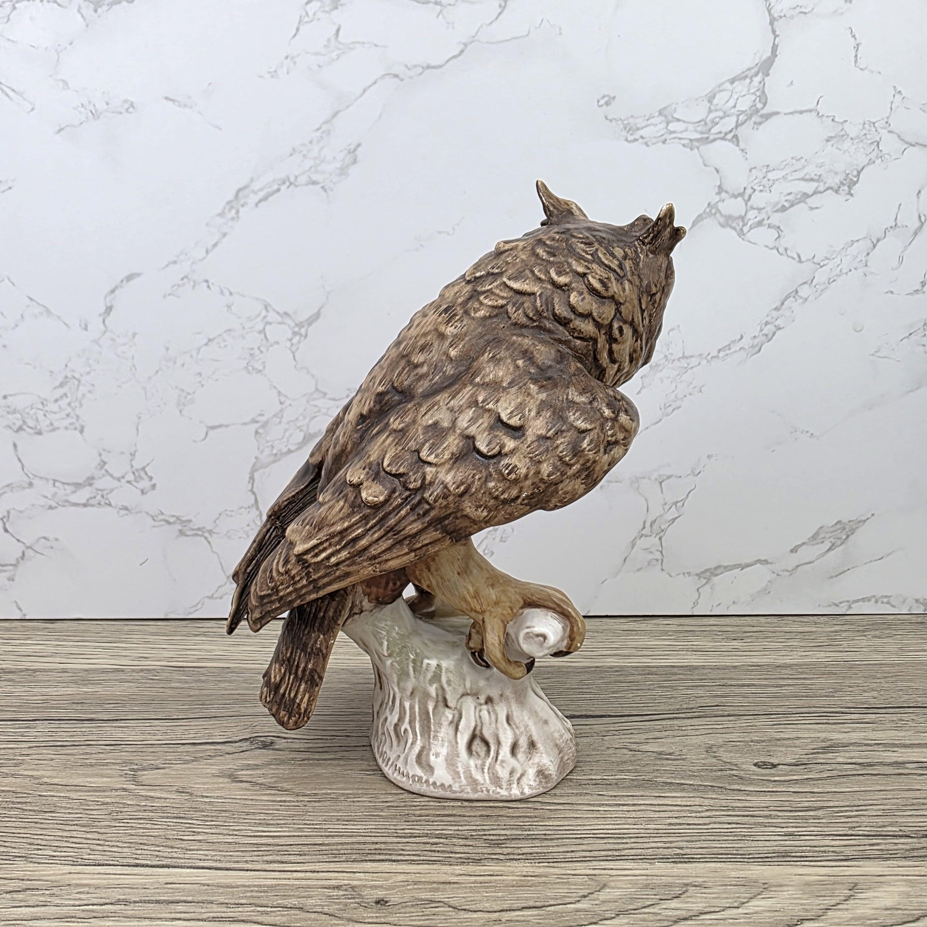 Goebel Owl Figurine CV99 1969 | Hummel W Germany Porcelain Owl on Tree Stump Bird Sculpture