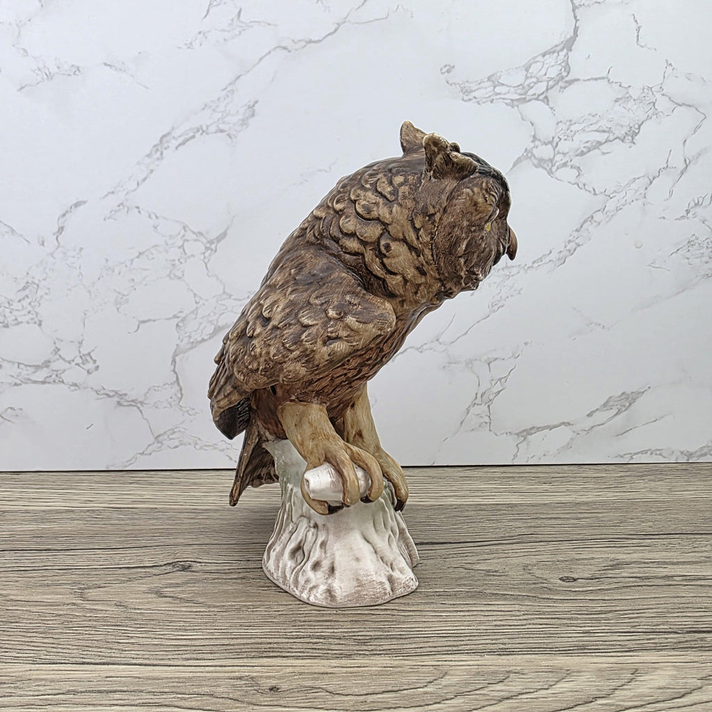 Goebel Owl Figurine CV99 1969 | Hummel W Germany Porcelain Owl on Tree Stump Bird Sculpture