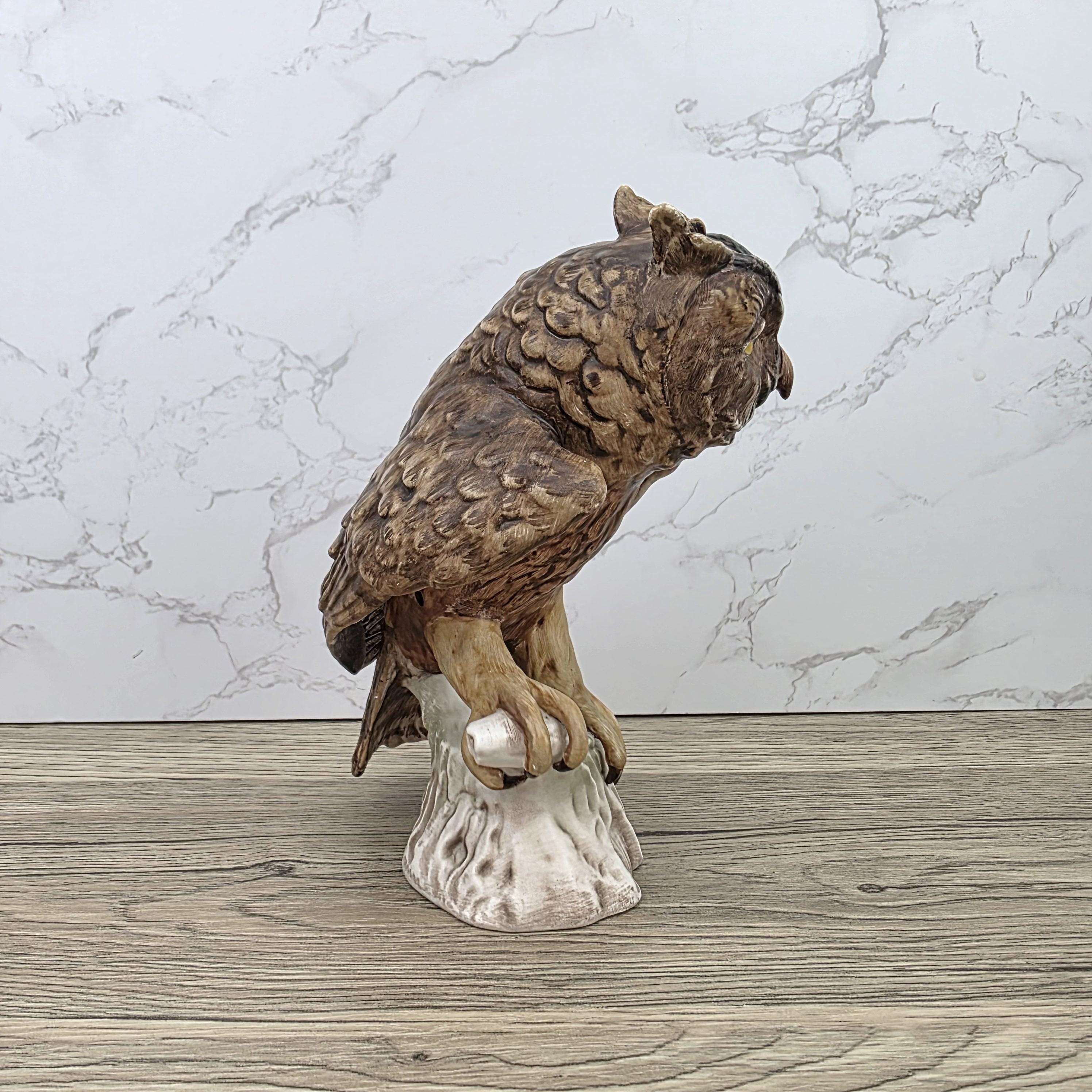 Goebel Owl Figurine CV99 1969 | Hummel W Germany Porcelain Owl on Tree Stump Bird Sculpture