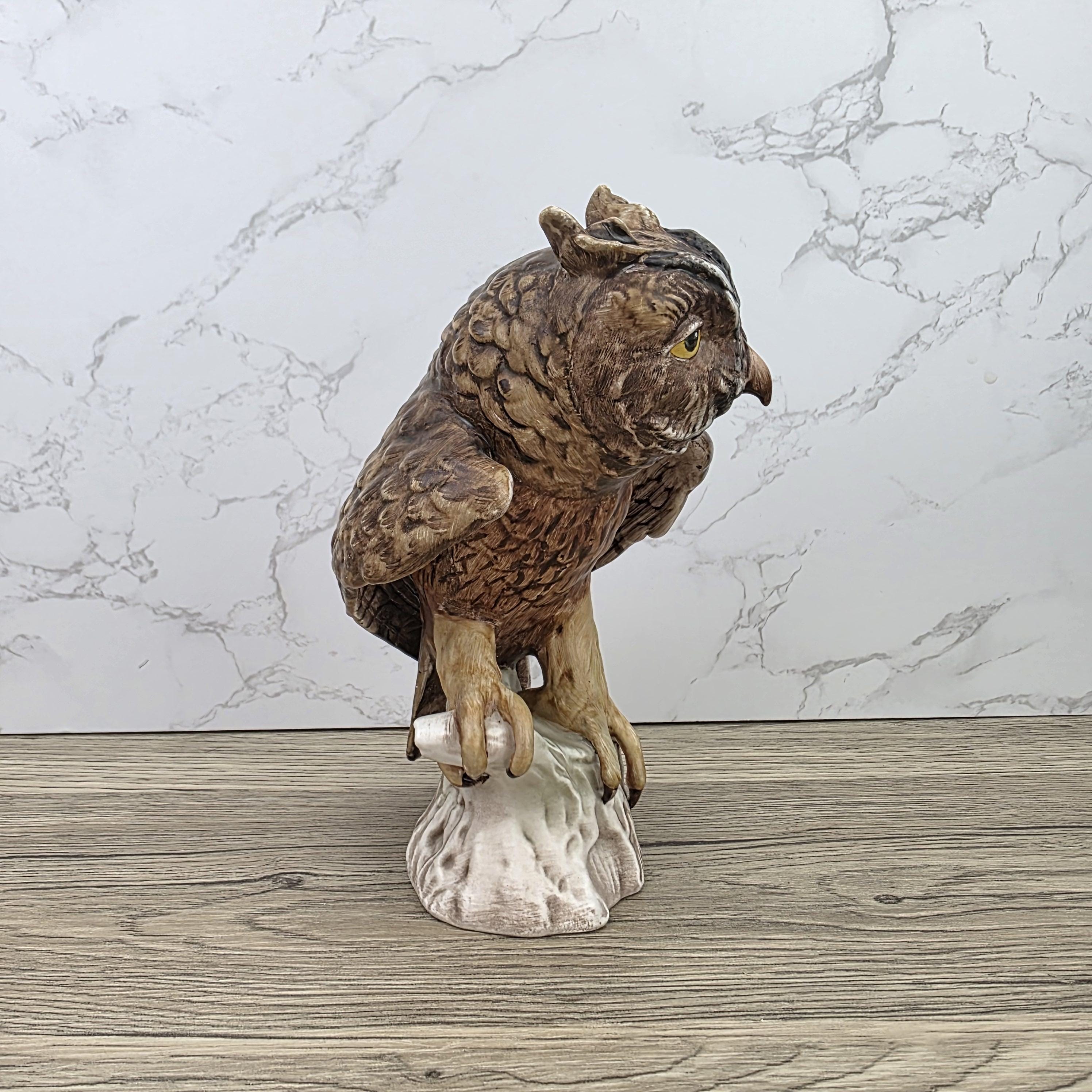 Goebel Owl Figurine CV99 1969 | Hummel W Germany Porcelain Owl on Tree Stump Bird Sculpture