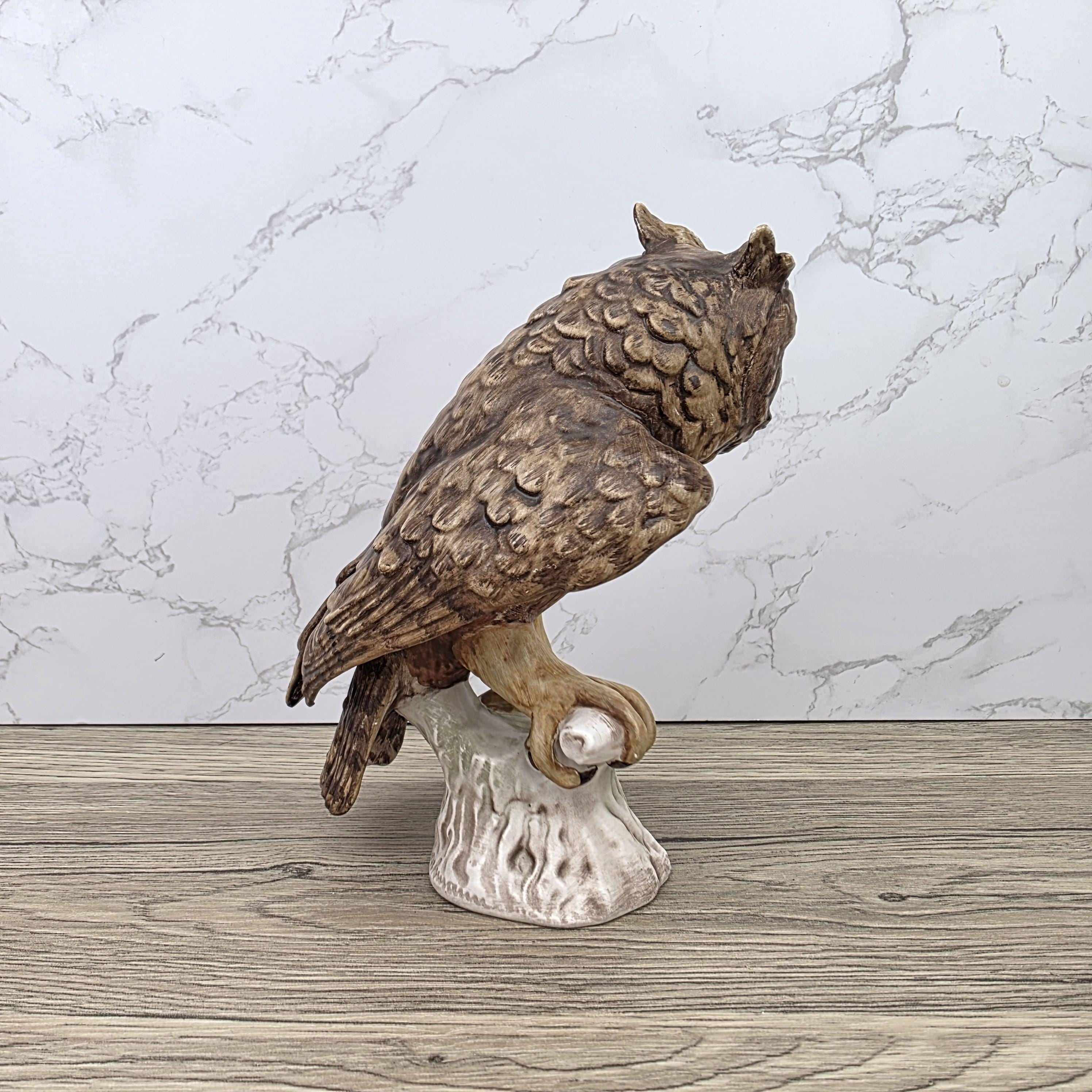 Goebel Owl Figurine CV99 1969 | Hummel W Germany Porcelain Owl on Tree Stump Bird Sculpture