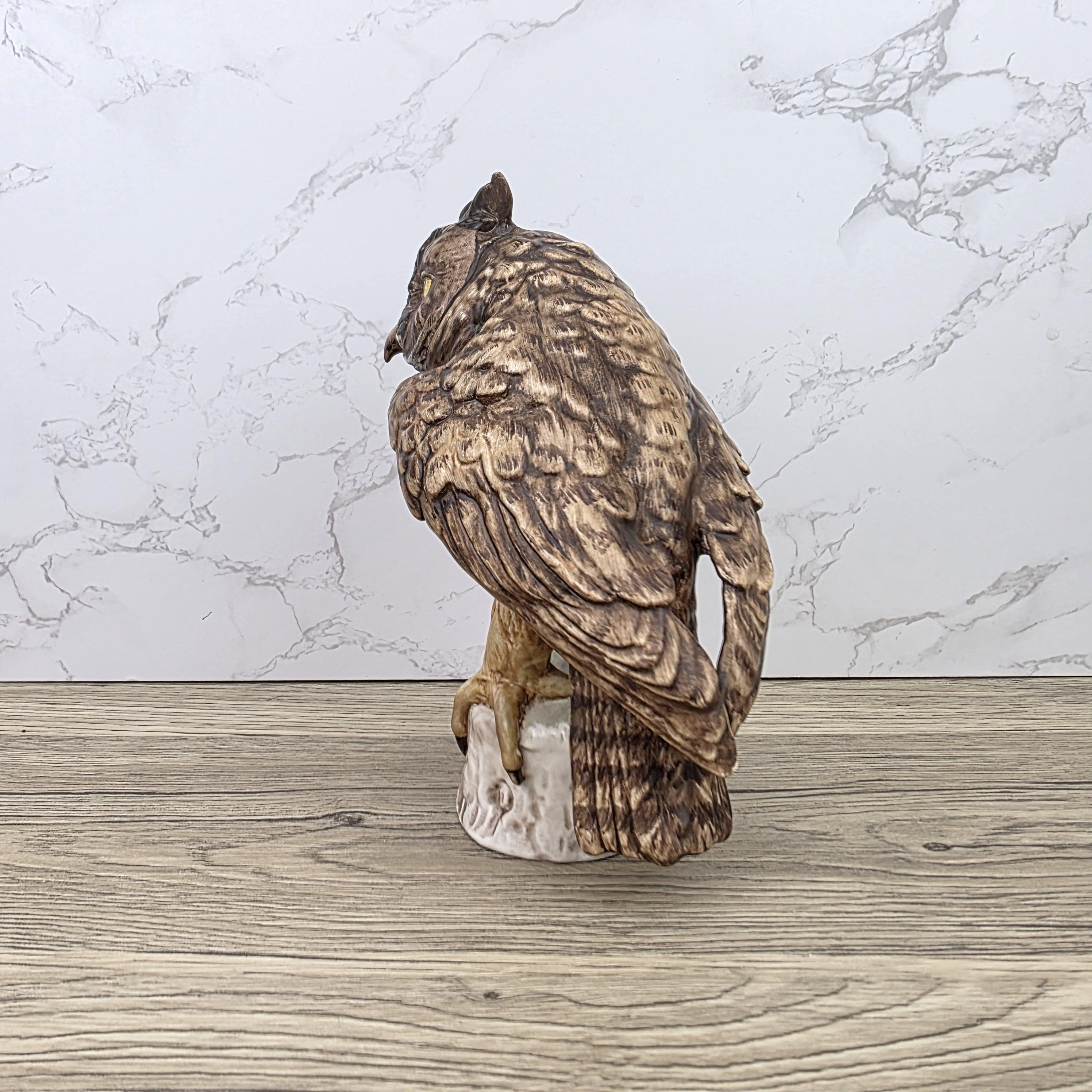 Goebel Owl Figurine CV99 1969 | Hummel W Germany Porcelain Owl on Tree Stump Bird Sculpture