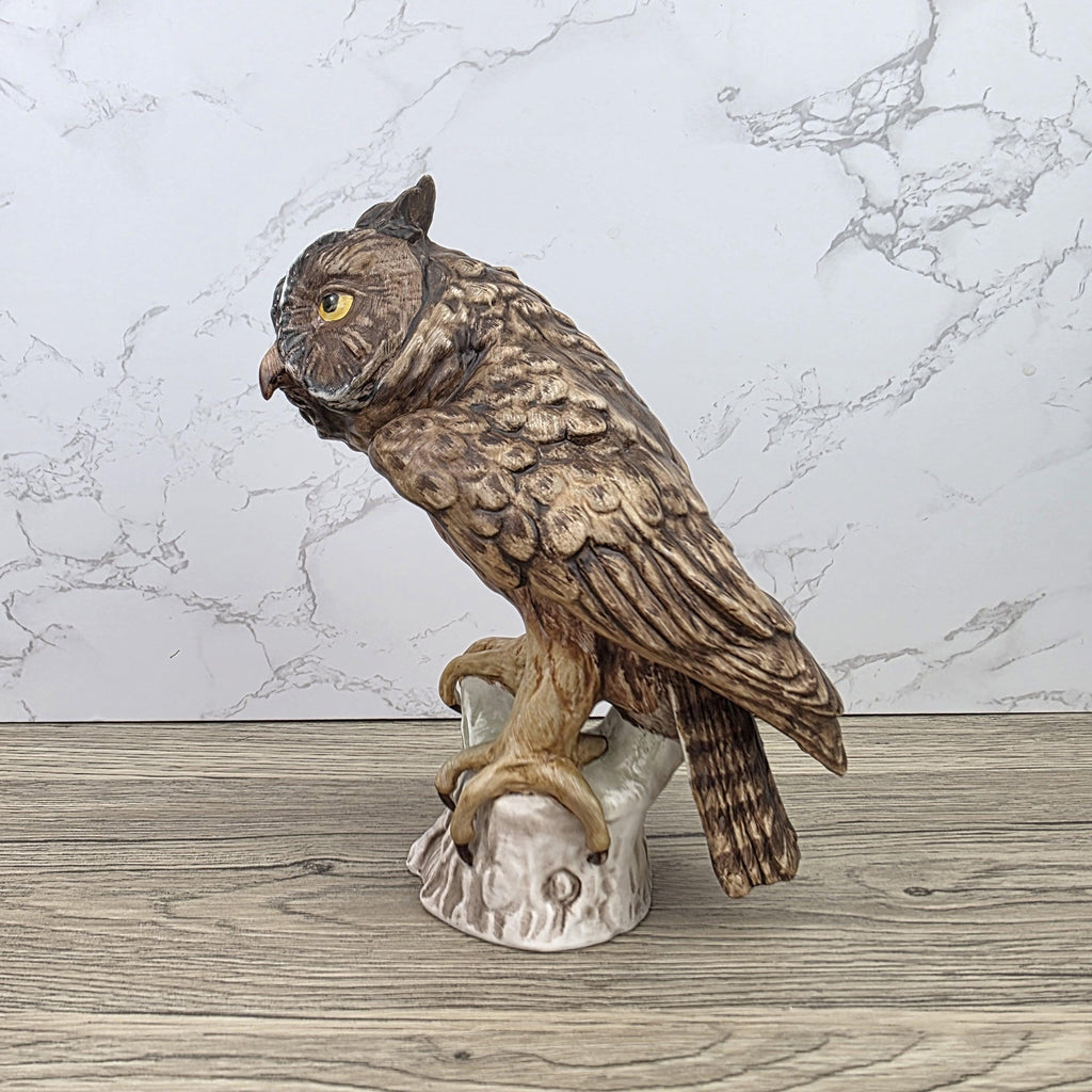 Goebel Owl Figurine CV99 1969 | Hummel W Germany Porcelain Owl on Tree Stump Bird Sculpture
