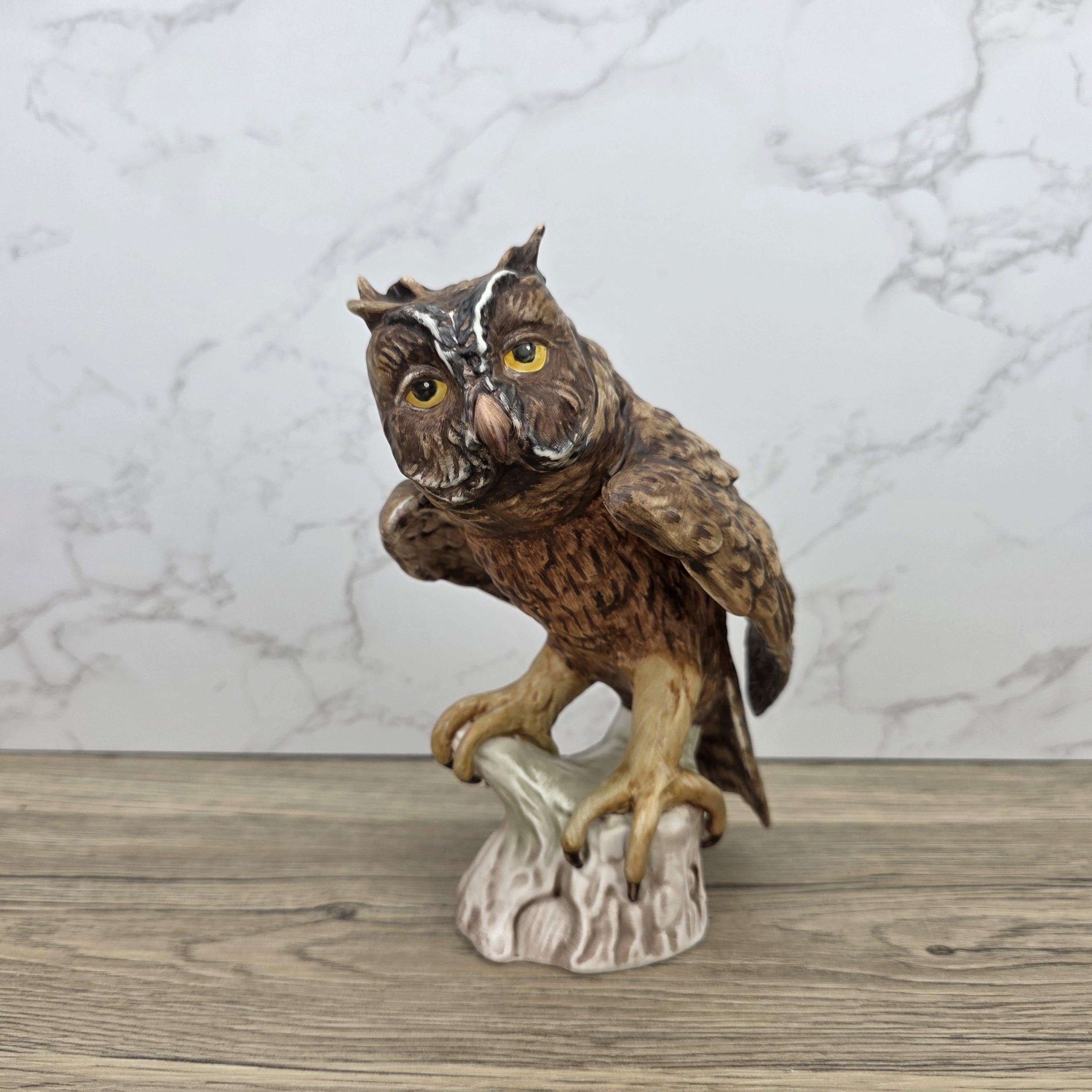 Goebel Owl Figurine CV99 1969 | Hummel W Germany Porcelain Owl on Tree Stump Bird Sculpture