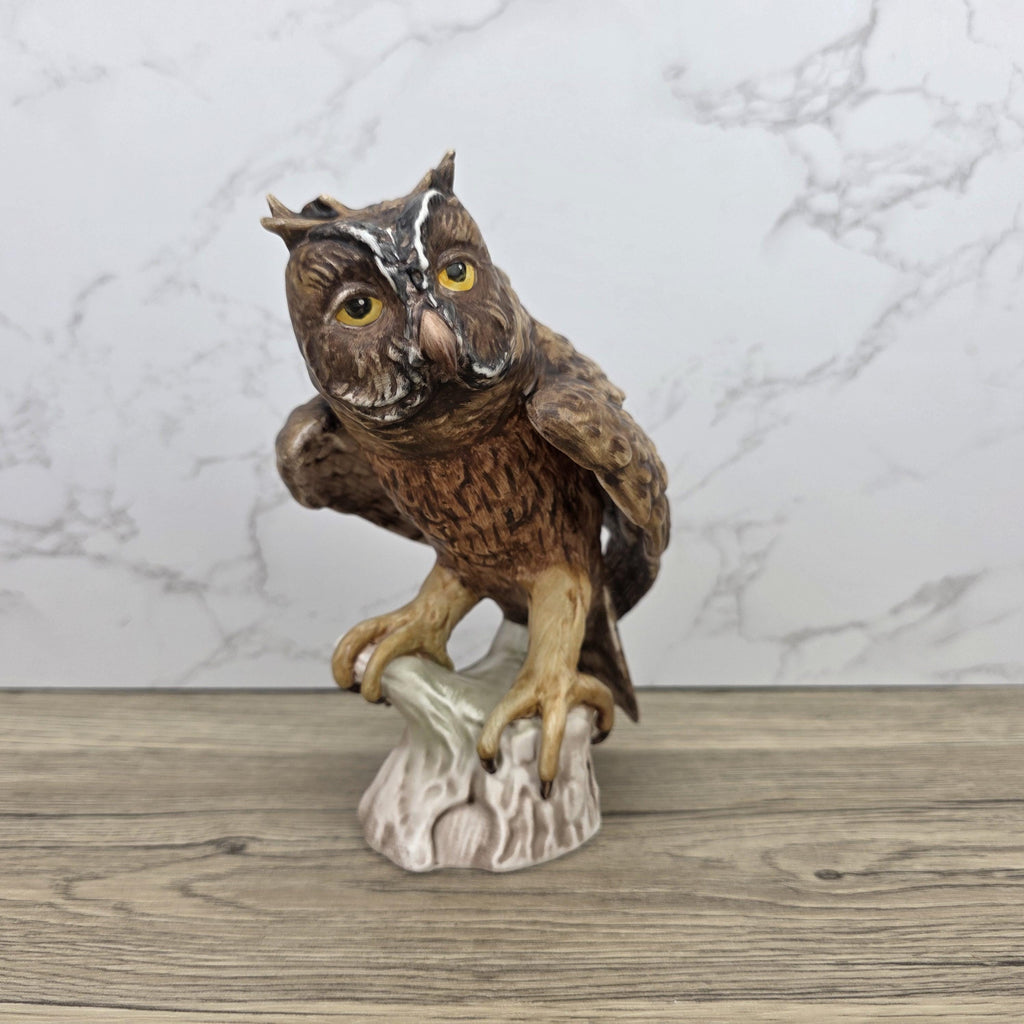 Goebel Owl Figurine CV99 1969 | Hummel W Germany Porcelain Owl on Tree Stump Bird Sculpture