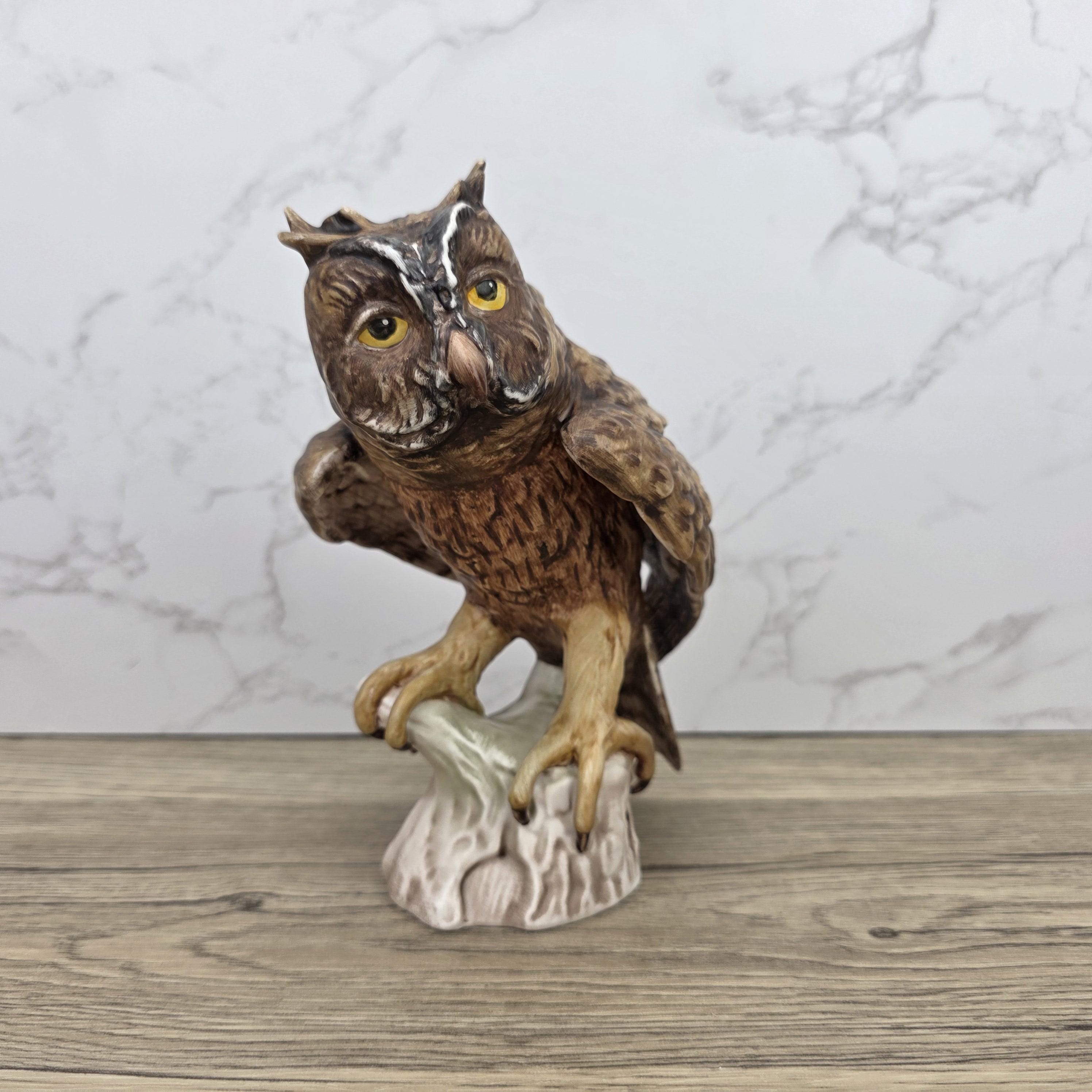 Goebel Owl Figurine CV99 1969 | Hummel W Germany Porcelain Owl on Tree Stump Bird Sculpture