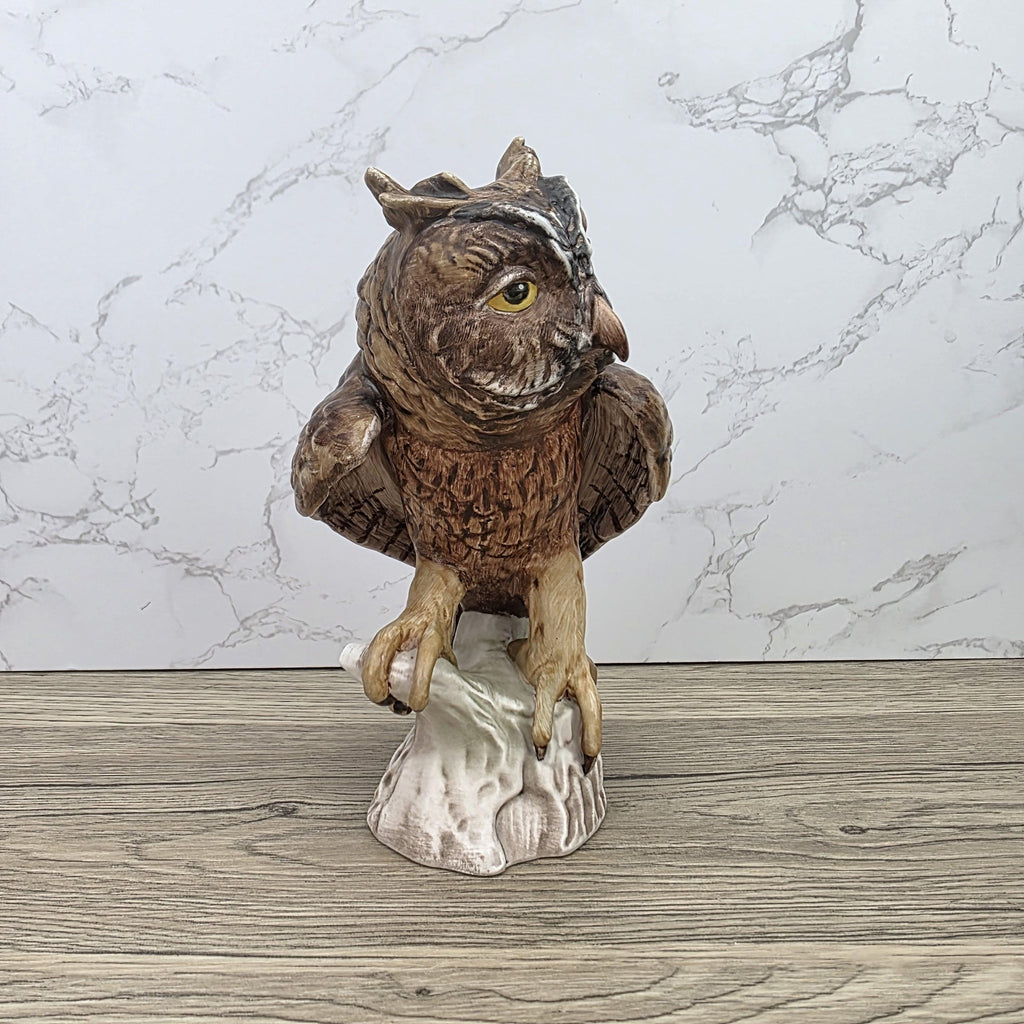 Goebel Owl Figurine CV99 1969 | Hummel W Germany Porcelain Owl on Tree Stump Bird Sculpture