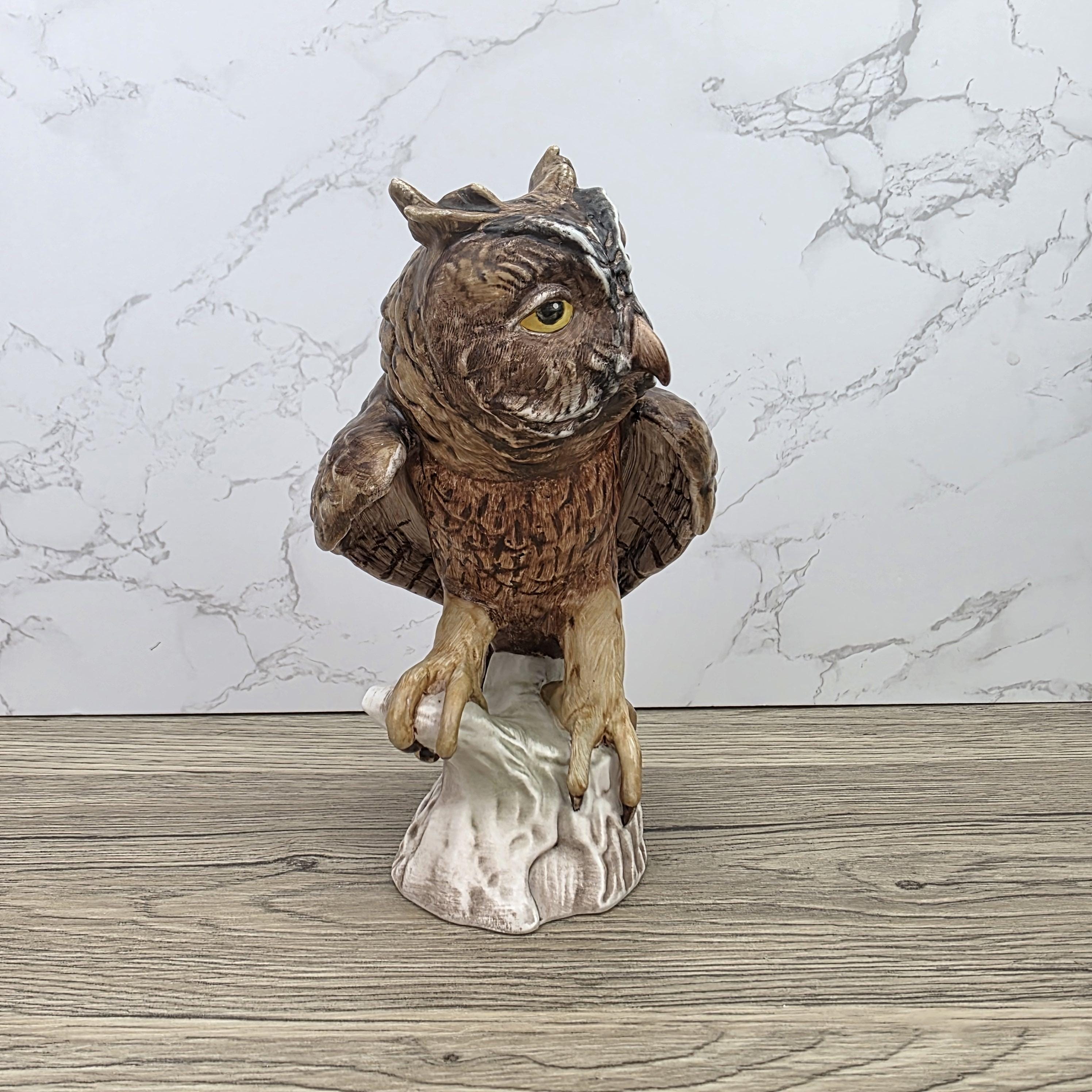 Goebel Owl Figurine CV99 1969 | Hummel W Germany Porcelain Owl on Tree Stump Bird Sculpture