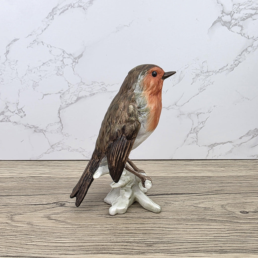Goebel Robin Bird Figurine Rotkehlchen | Hummel W Germany Porcelain Songbird on Branch Base Sculpture