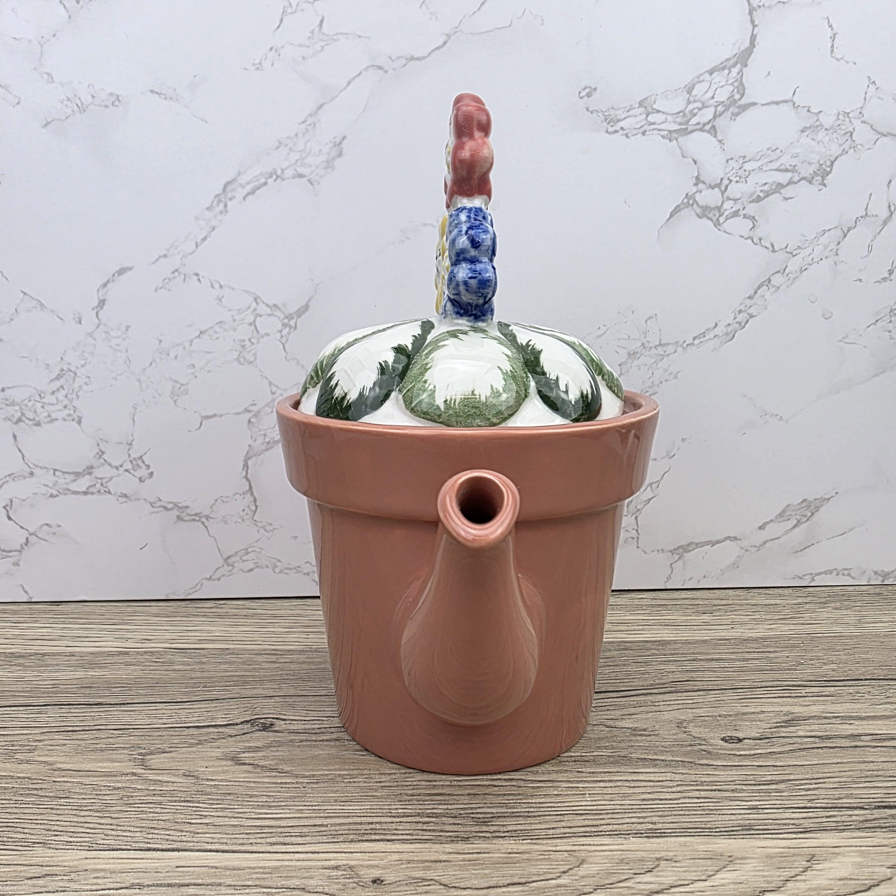 Vintage Planter Teapot With Lid, Price Kensington Made in England, Floral Ceramic Tea Pot