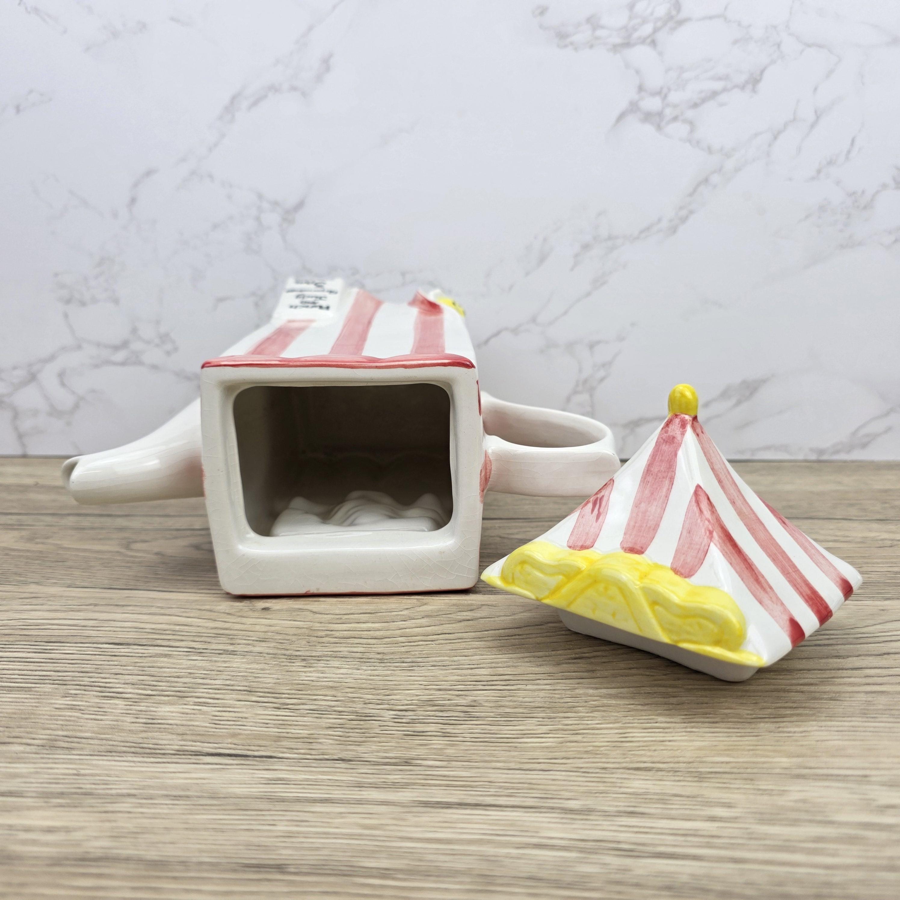 Vintage Swineside Ceramics Circus Tent Ceramic Teapot With Lid Carnival Booth Collectible Tea Pot