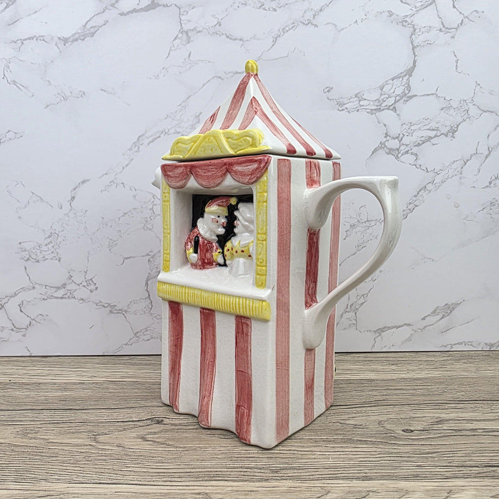 Vintage Swineside Ceramics Circus Tent Ceramic Teapot With Lid Carnival Booth Collectible Tea Pot