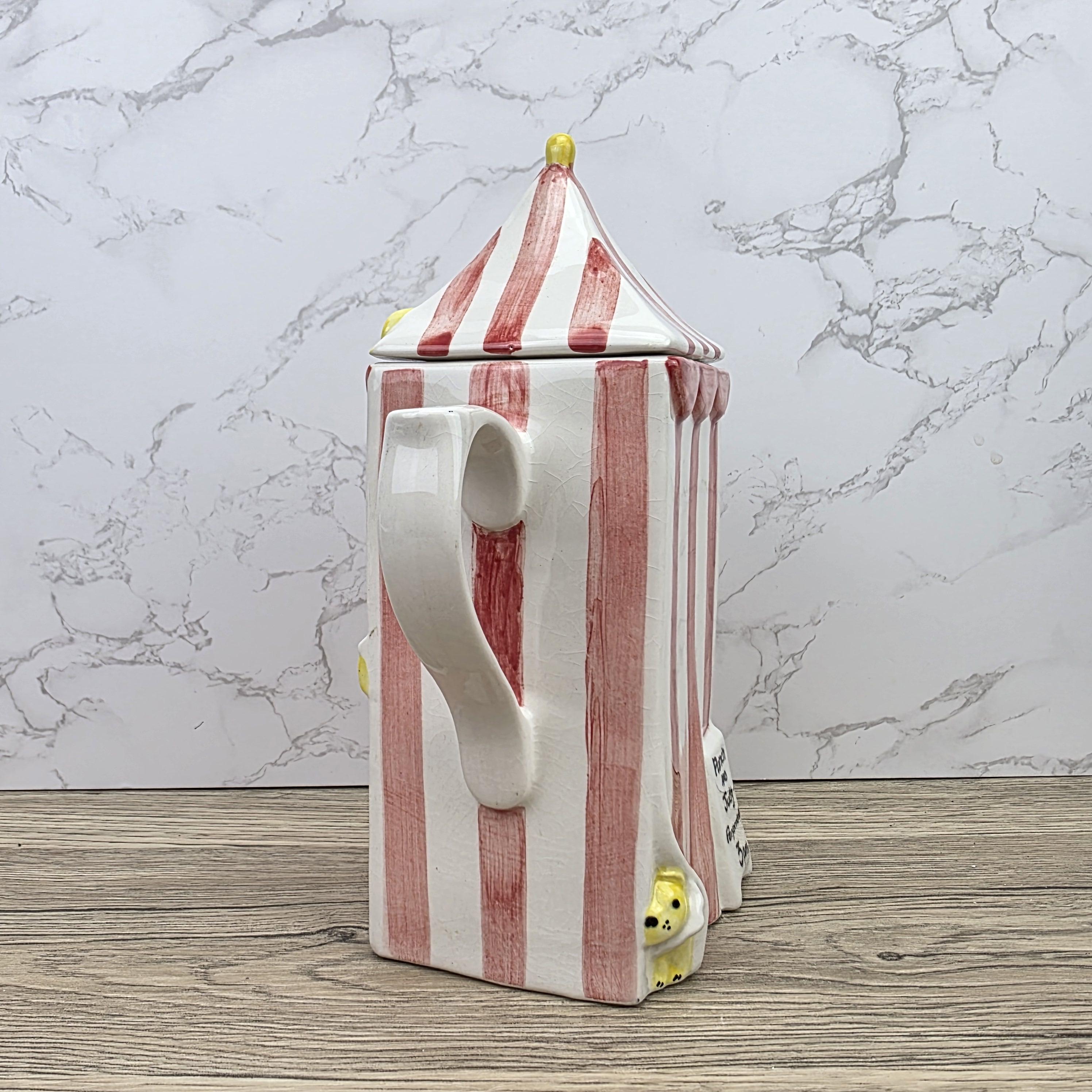Vintage Swineside Ceramics Circus Tent Ceramic Teapot With Lid Carnival Booth Collectible Tea Pot