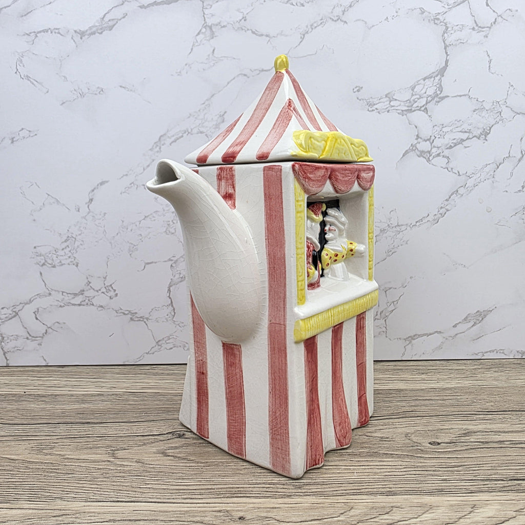 Vintage Swineside Ceramics Circus Tent Ceramic Teapot With Lid Carnival Booth Collectible Tea Pot