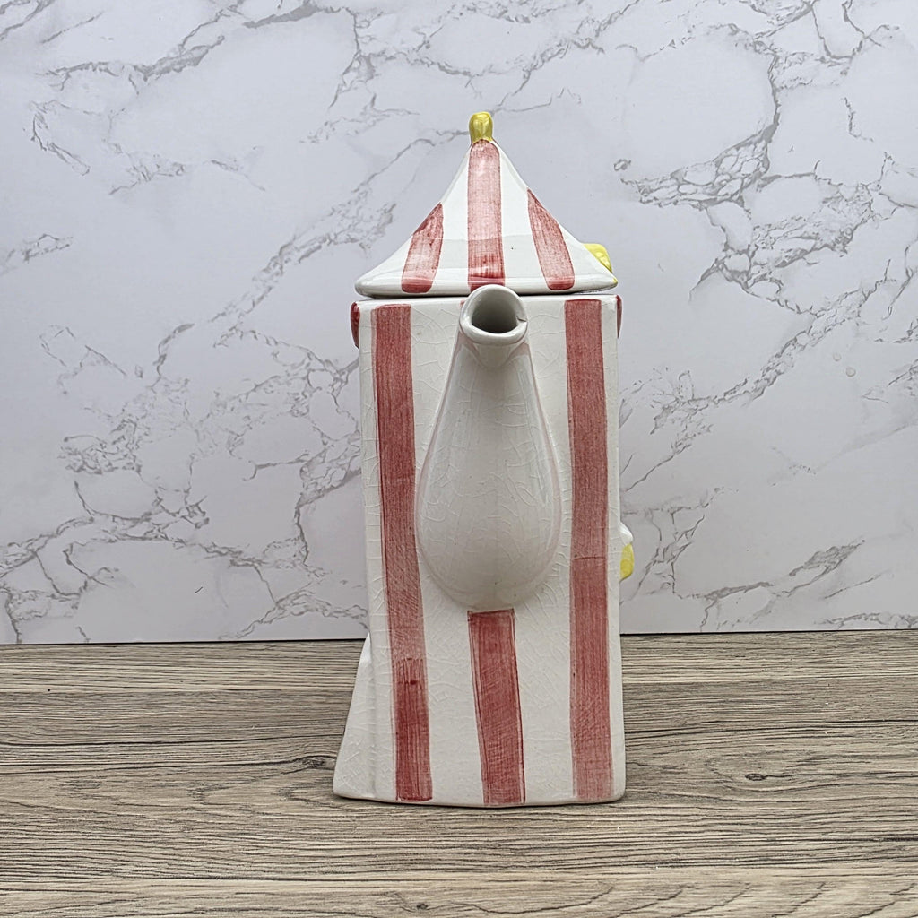 Vintage Swineside Ceramics Circus Tent Ceramic Teapot With Lid Carnival Booth Collectible Tea Pot