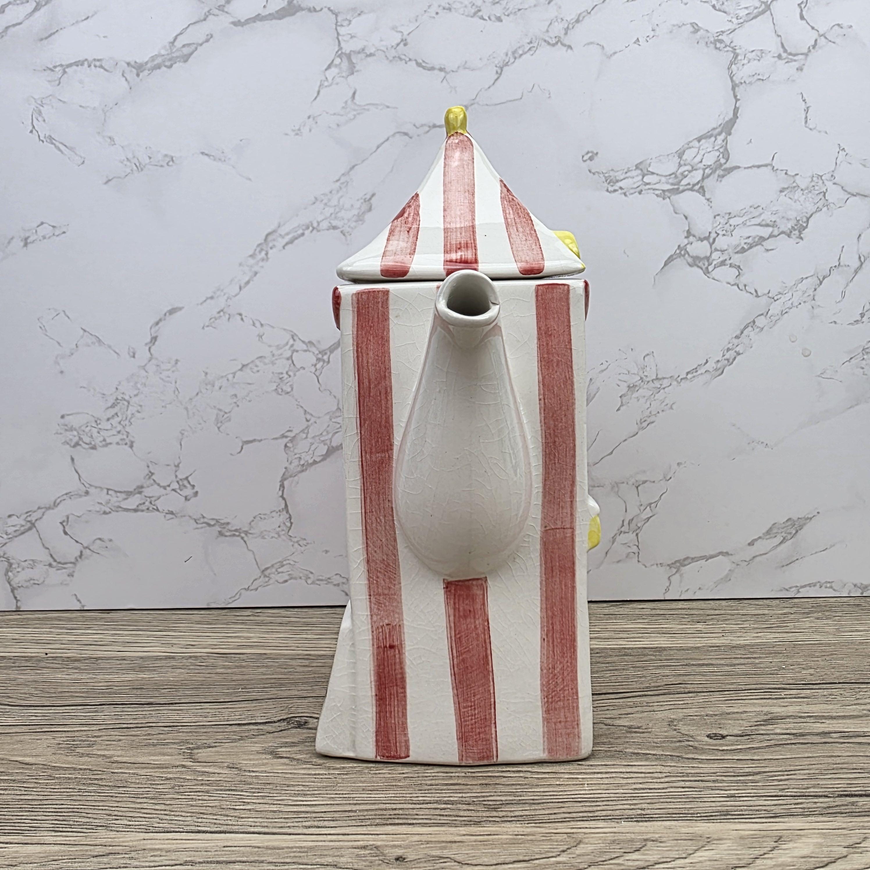 Vintage Swineside Ceramics Circus Tent Ceramic Teapot With Lid Carnival Booth Collectible Tea Pot
