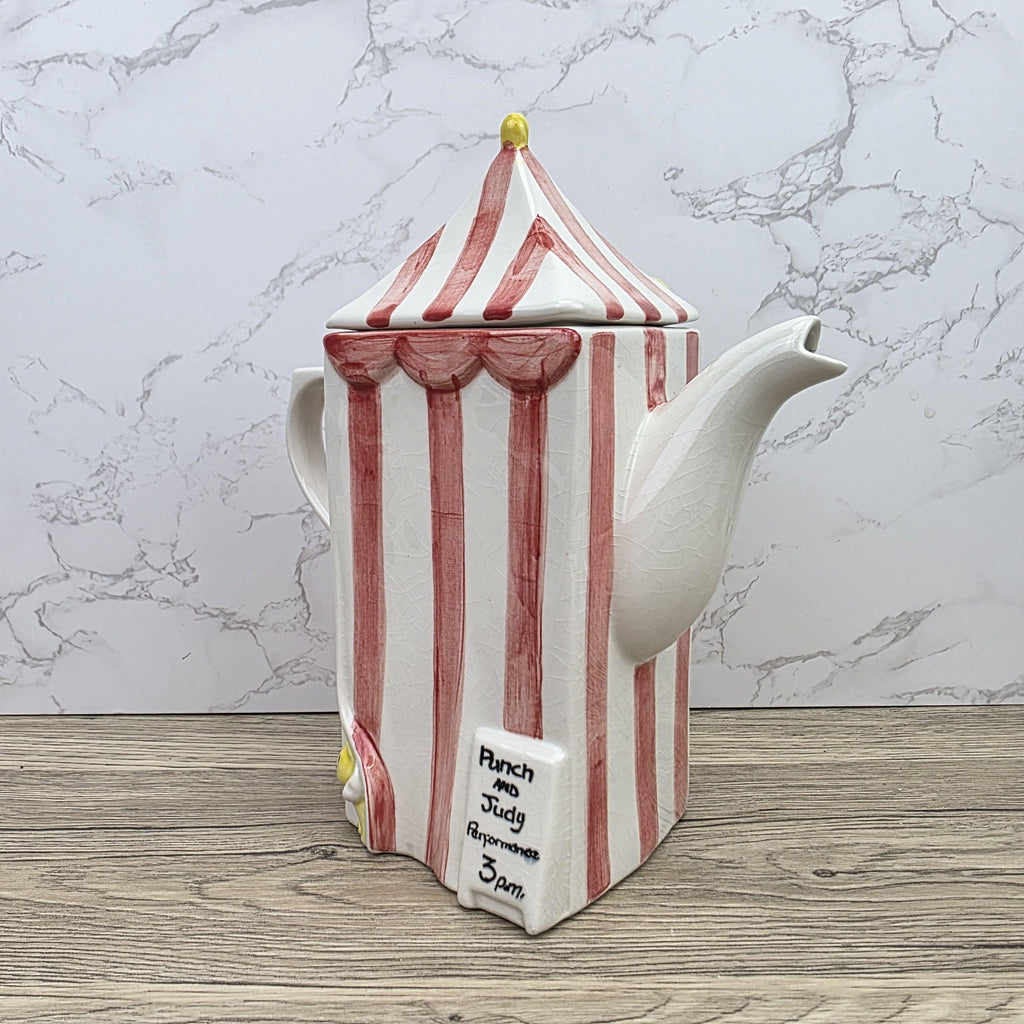 Vintage Swineside Ceramics Circus Tent Ceramic Teapot With Lid Carnival Booth Collectible Tea Pot