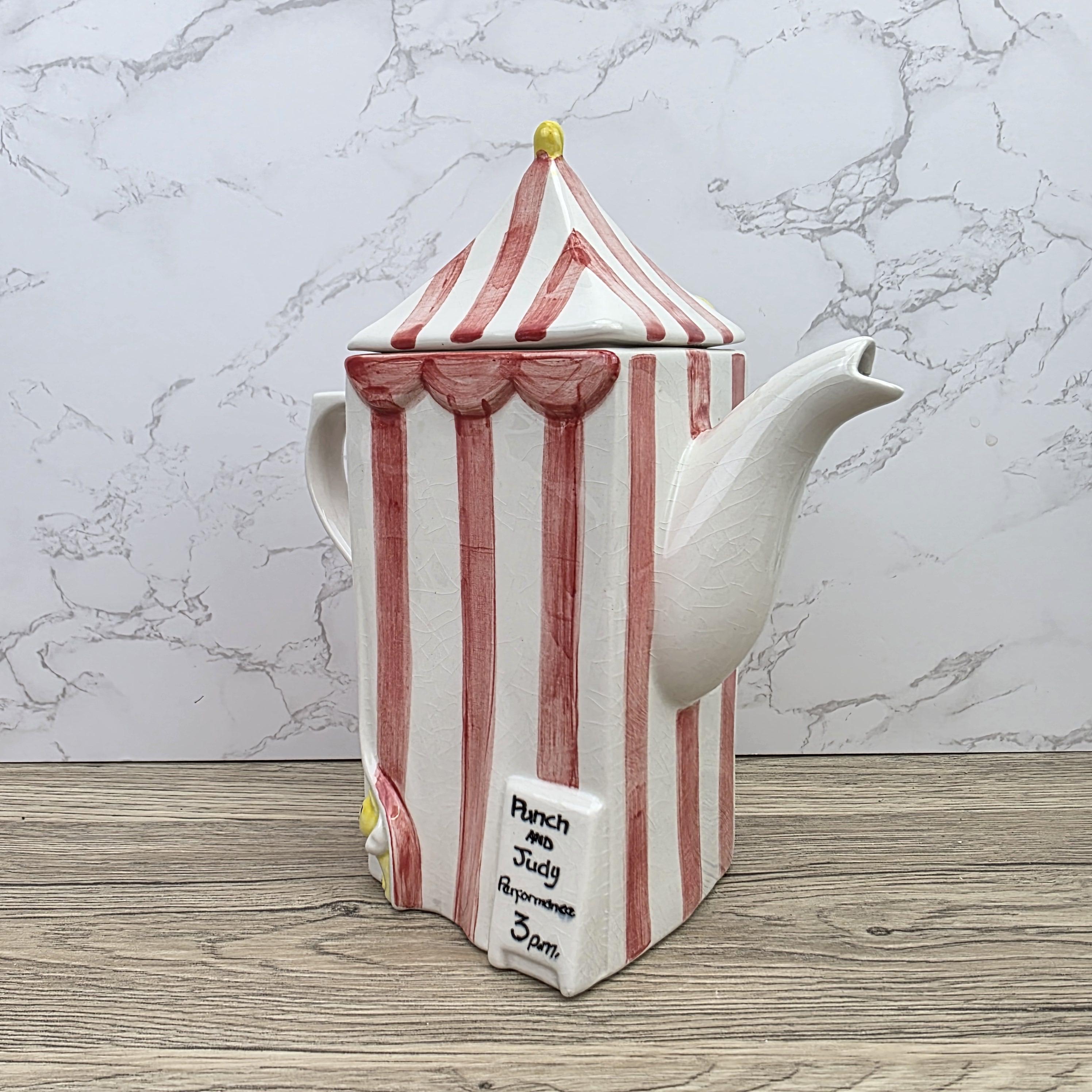 Vintage Swineside Ceramics Circus Tent Ceramic Teapot With Lid Carnival Booth Collectible Tea Pot
