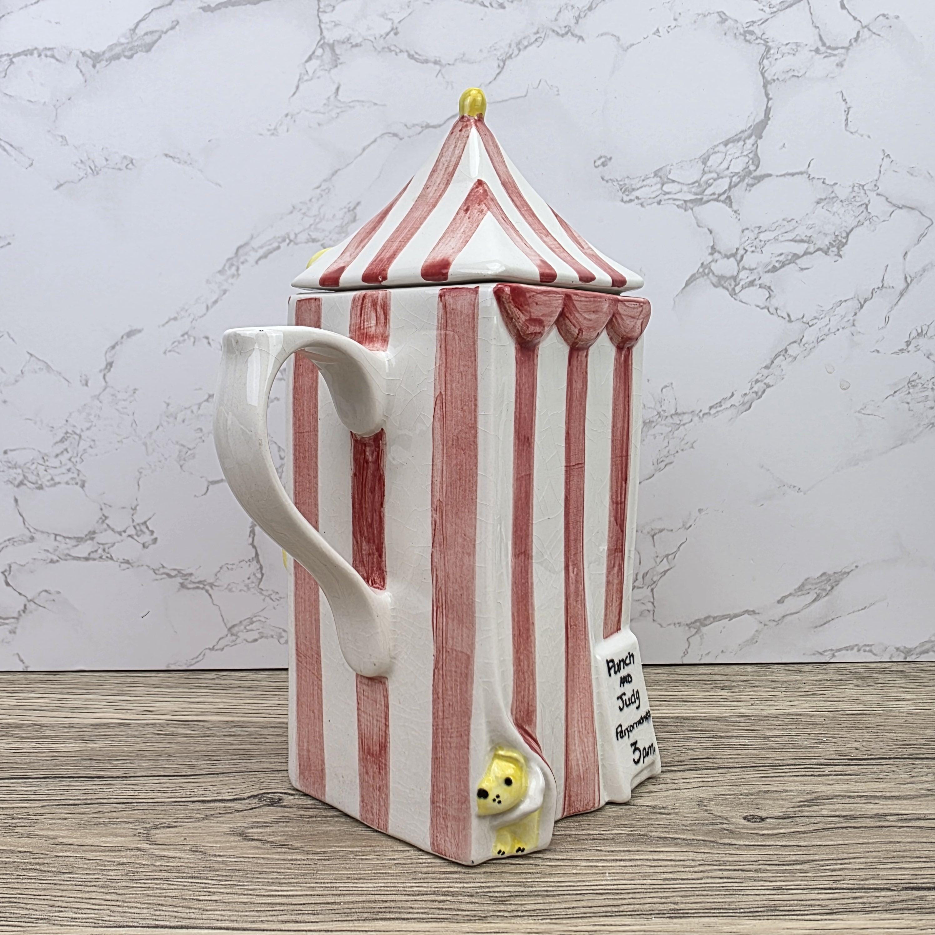 Vintage Swineside Ceramics Circus Tent Ceramic Teapot With Lid Carnival Booth Collectible Tea Pot