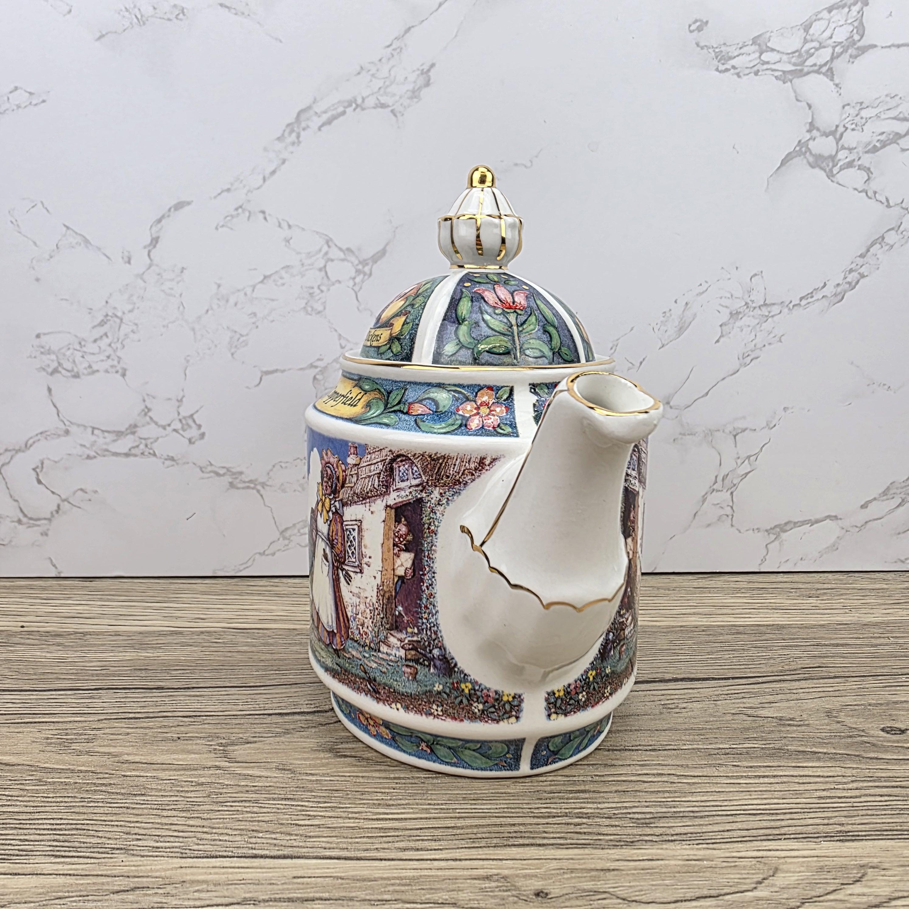 Vintage James Sadler David Copperfield Ceramic Teapot | Charles Dickens Literary Series | England 1990s Collectible