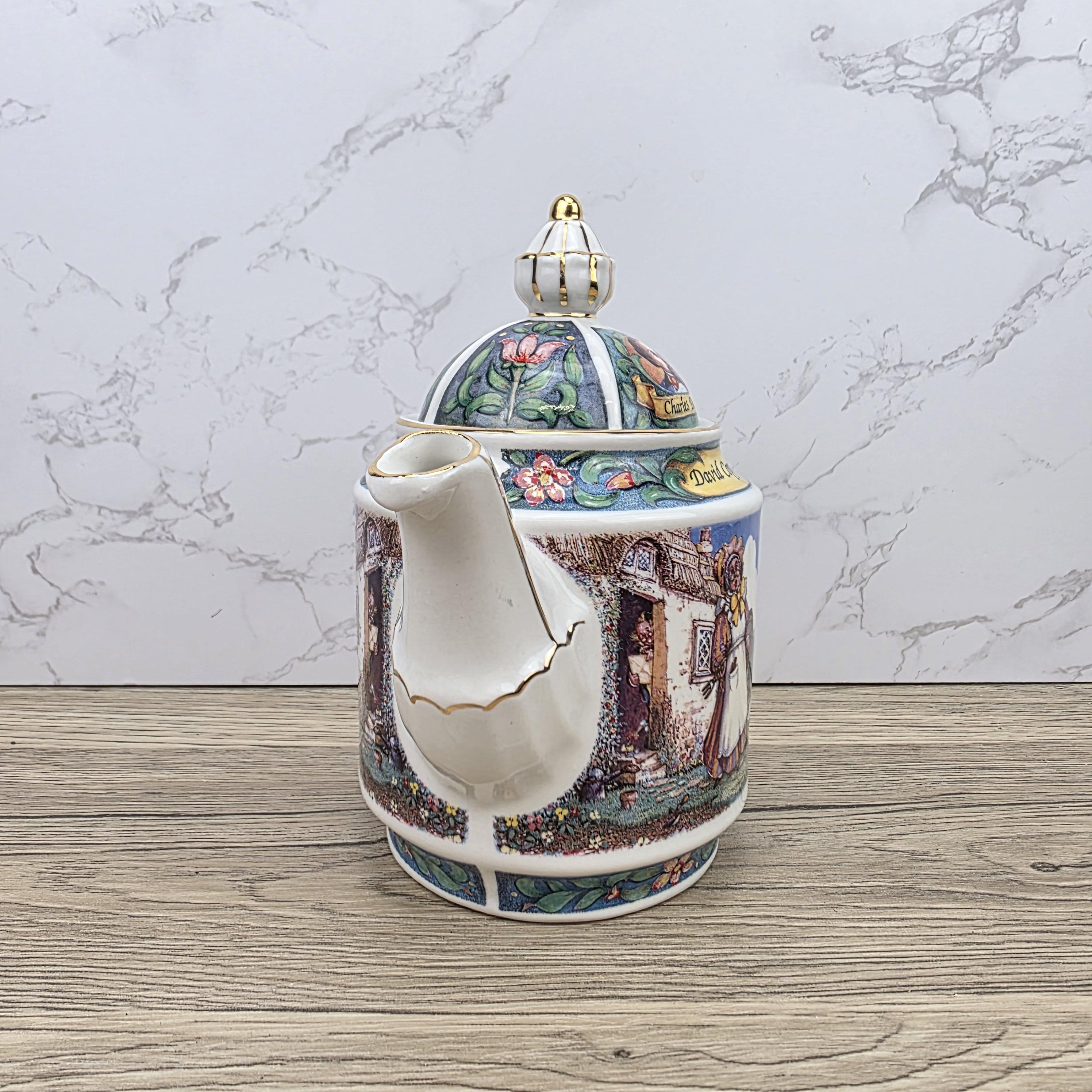 Vintage James Sadler David Copperfield Ceramic Teapot | Charles Dickens Literary Series | England 1990s Collectible