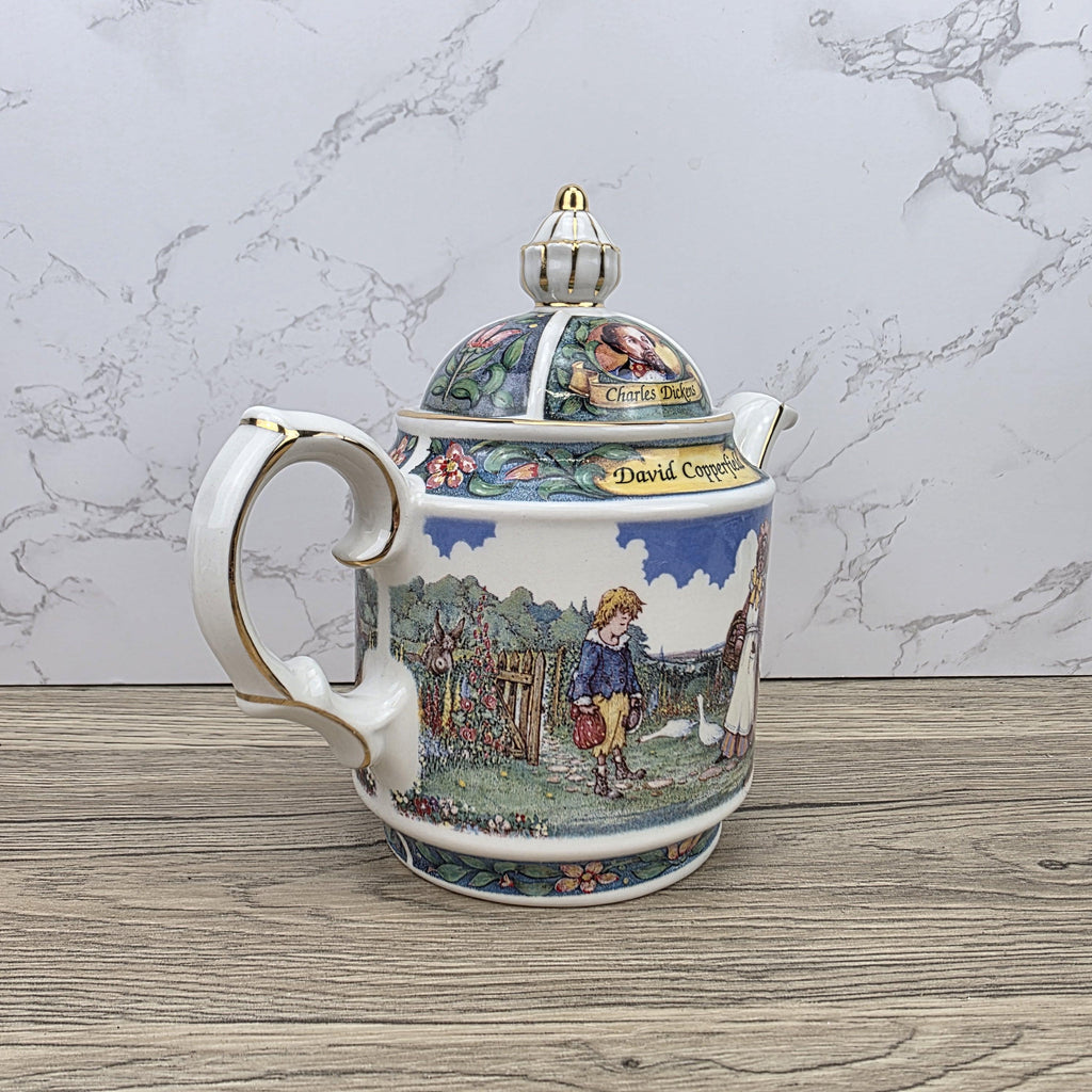 Vintage James Sadler David Copperfield Ceramic Teapot | Charles Dickens Literary Series | England 1990s Collectible