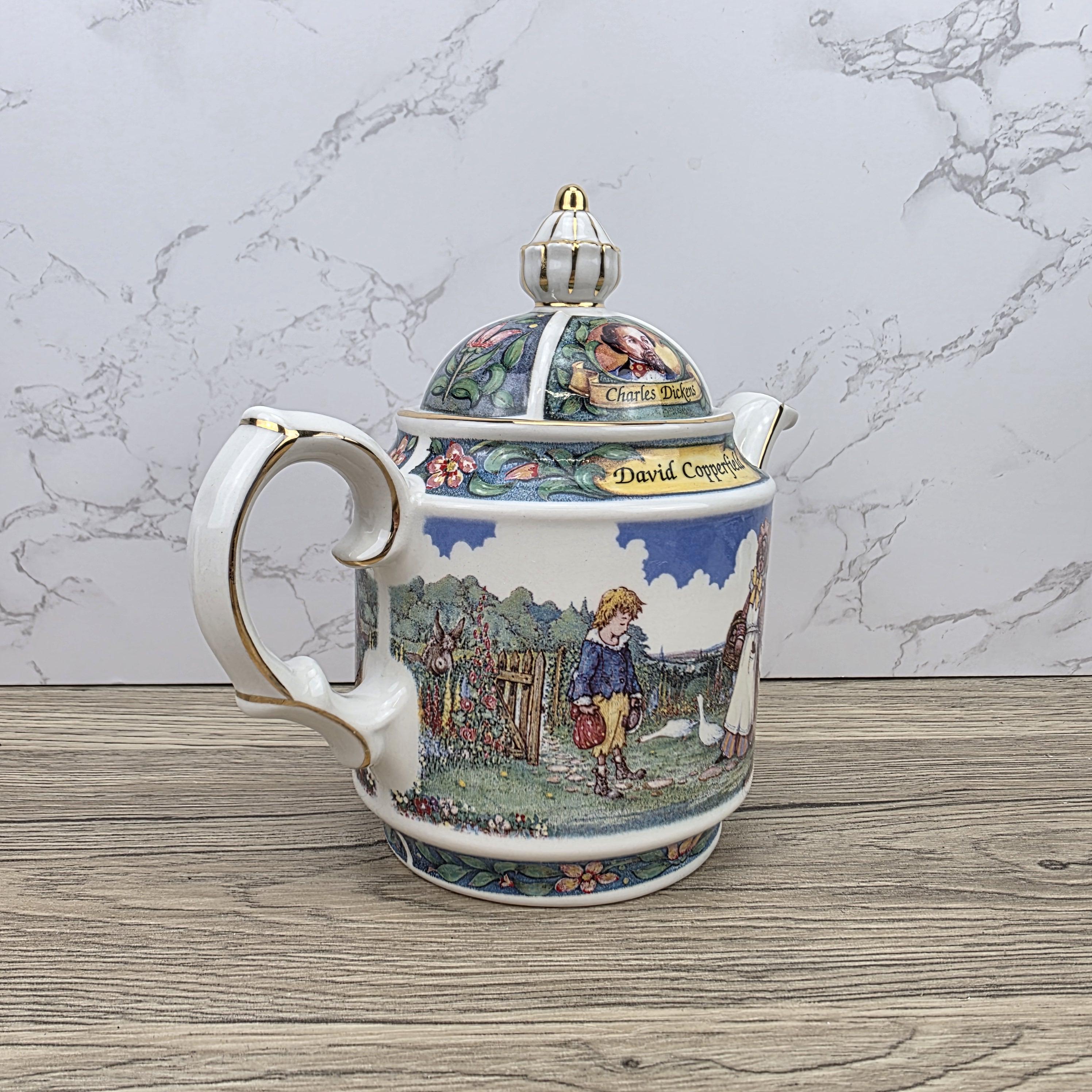 Vintage James Sadler David Copperfield Ceramic Teapot | Charles Dickens Literary Series | England 1990s Collectible