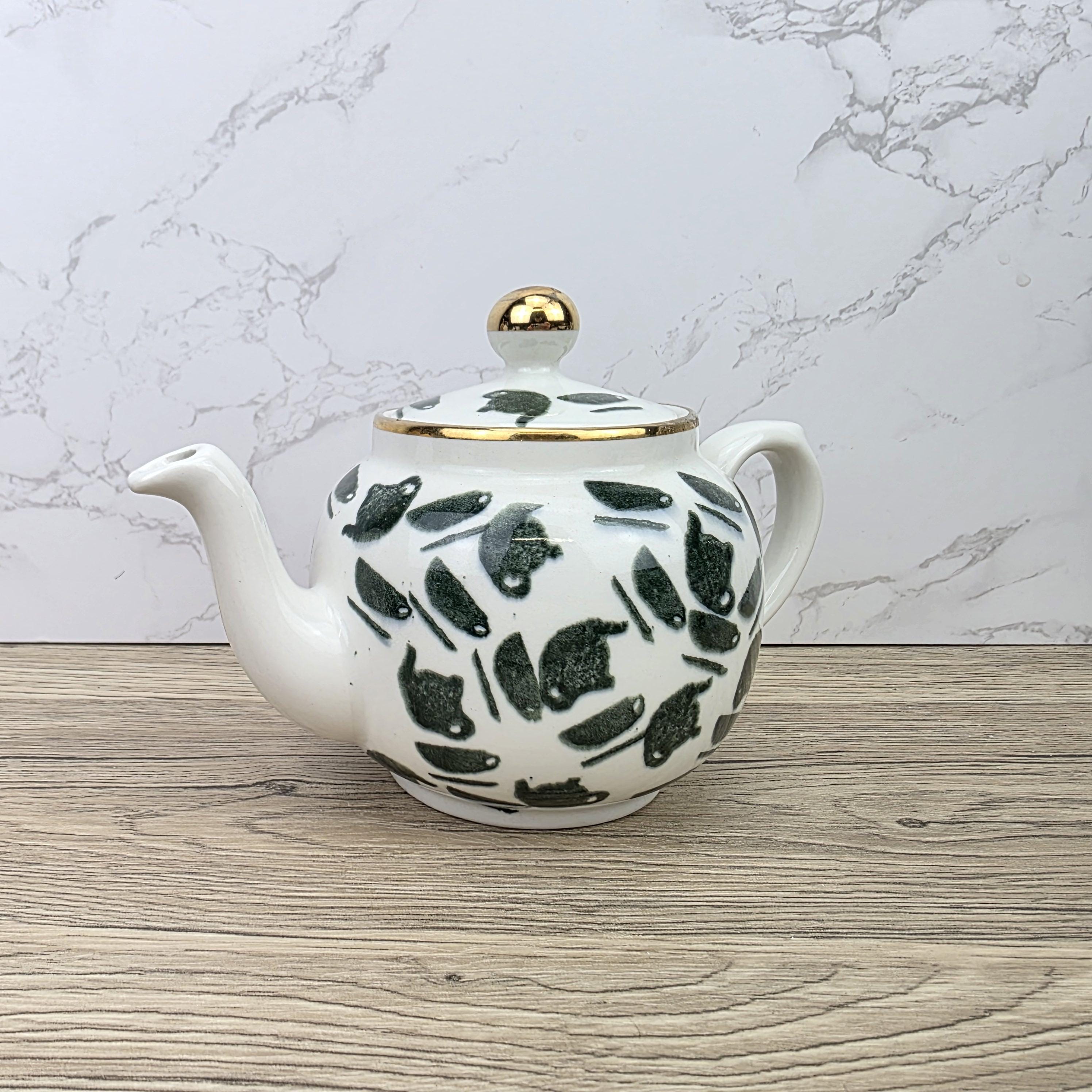 Ceramic Teapot Green Pattern by Price Kensington English Pottery Vintage Tableware Collectible Home Decor