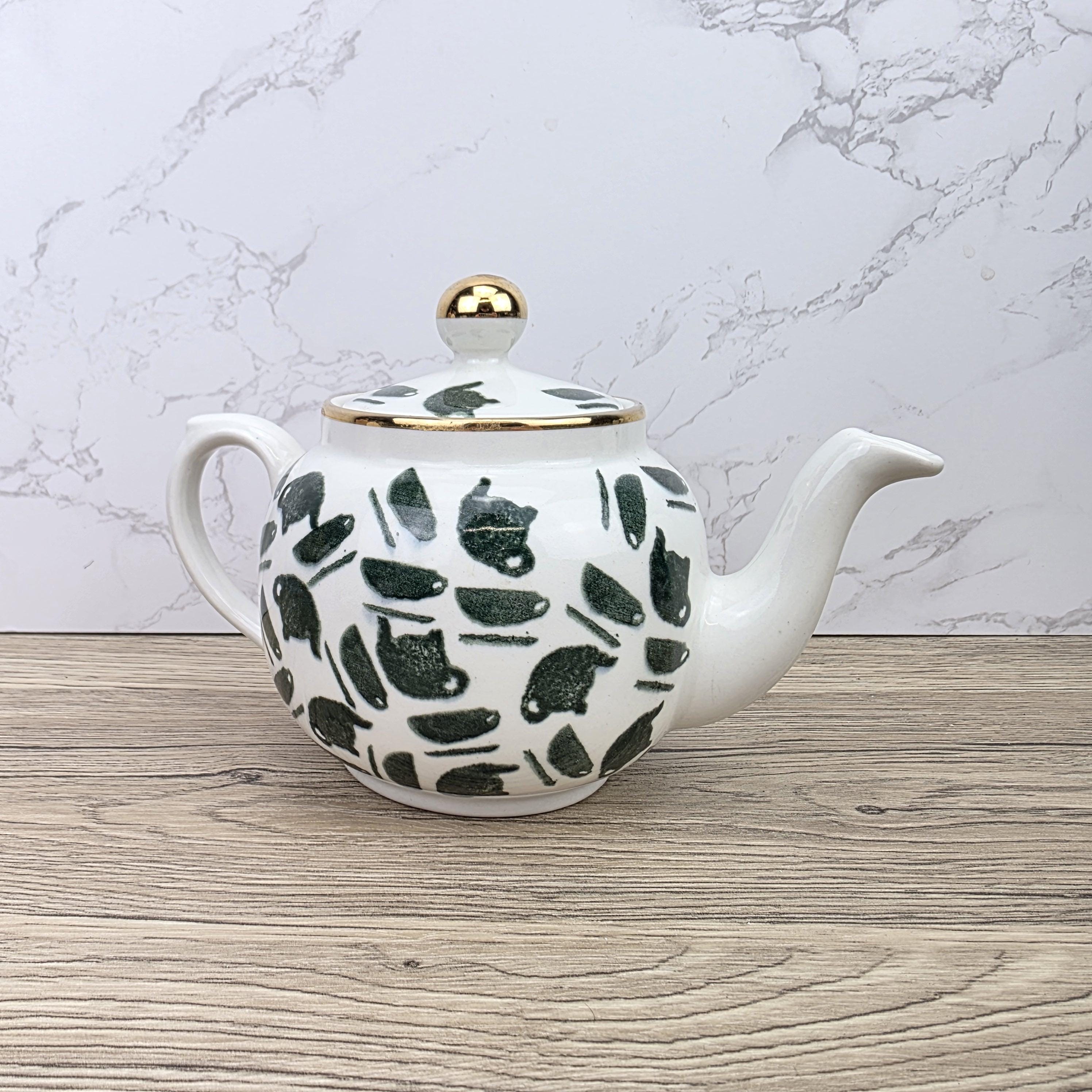 Ceramic Teapot Green Pattern by Price Kensington English Pottery Vintage Tableware Collectible Home Decor