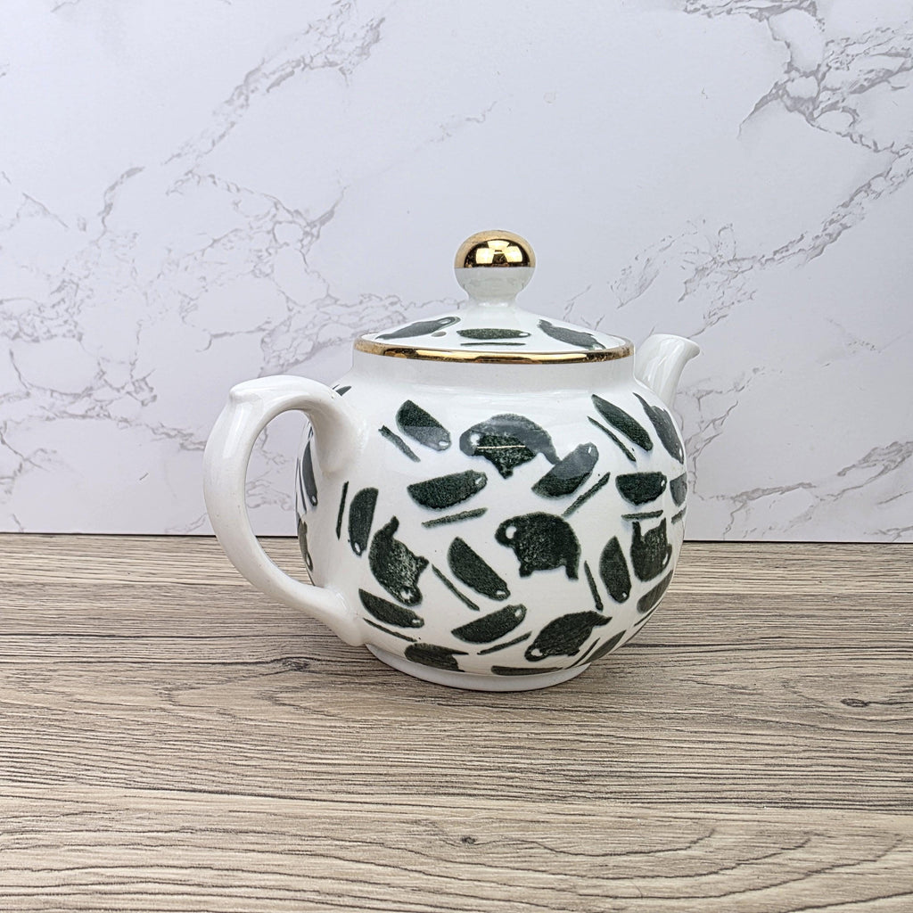 Ceramic Teapot Green Pattern by Price Kensington English Pottery Vintage Tableware Collectible Home Decor