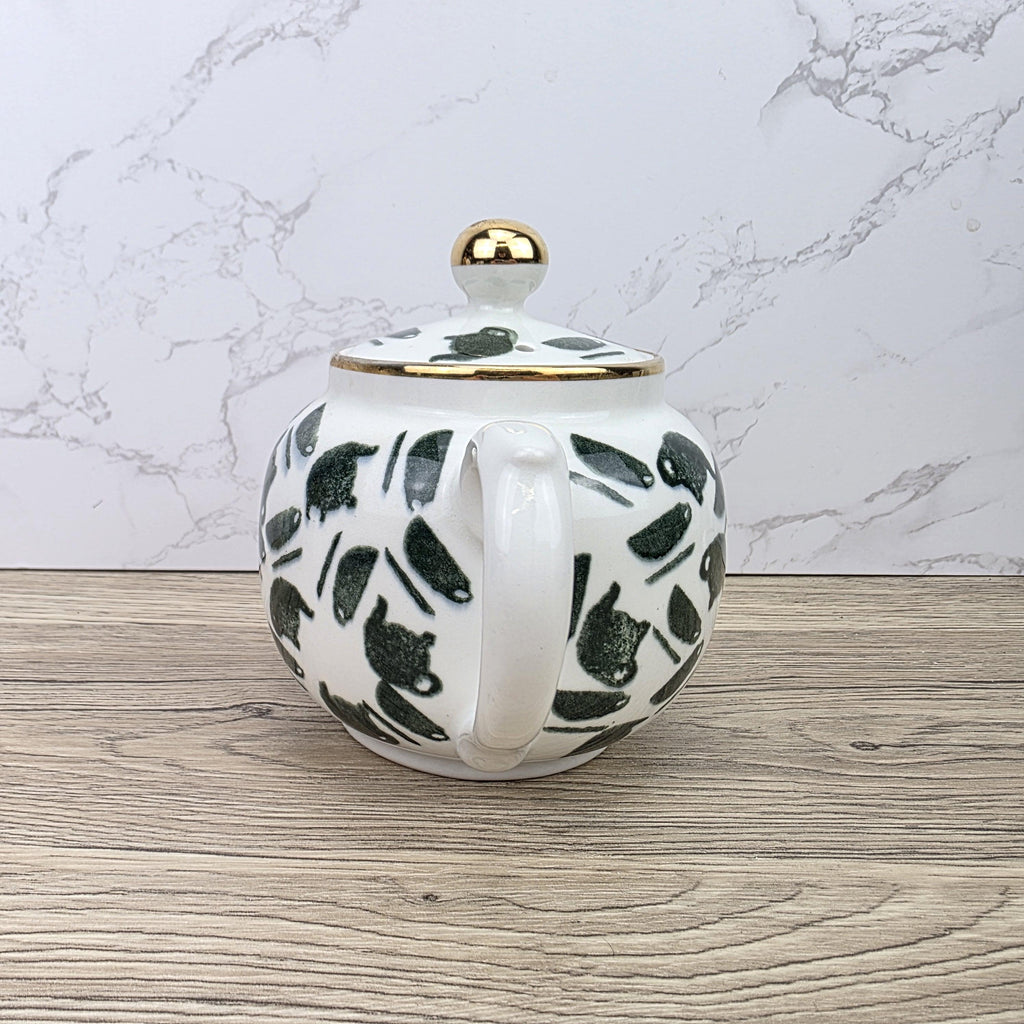 Ceramic Teapot Green Pattern by Price Kensington English Pottery Vintage Tableware Collectible Home Decor