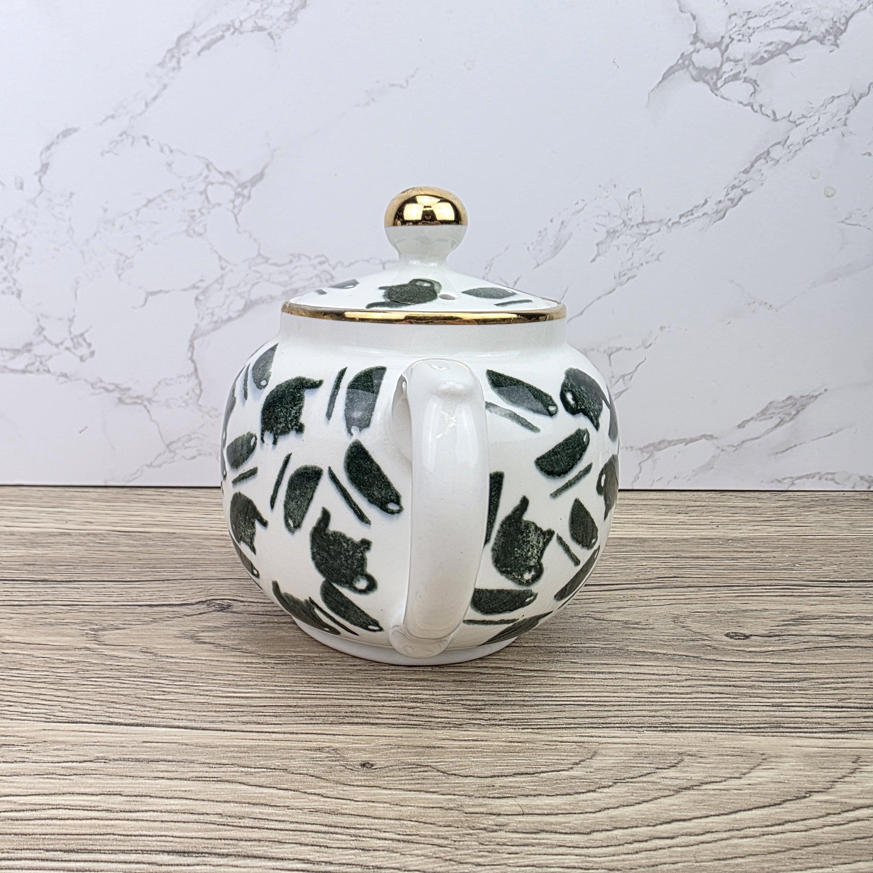 Ceramic Teapot Green Pattern by Price Kensington English Pottery Vintage Tableware Collectible Home Decor