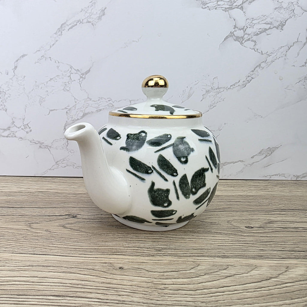 Ceramic Teapot Green Pattern by Price Kensington English Pottery Vintage Tableware Collectible Home Decor