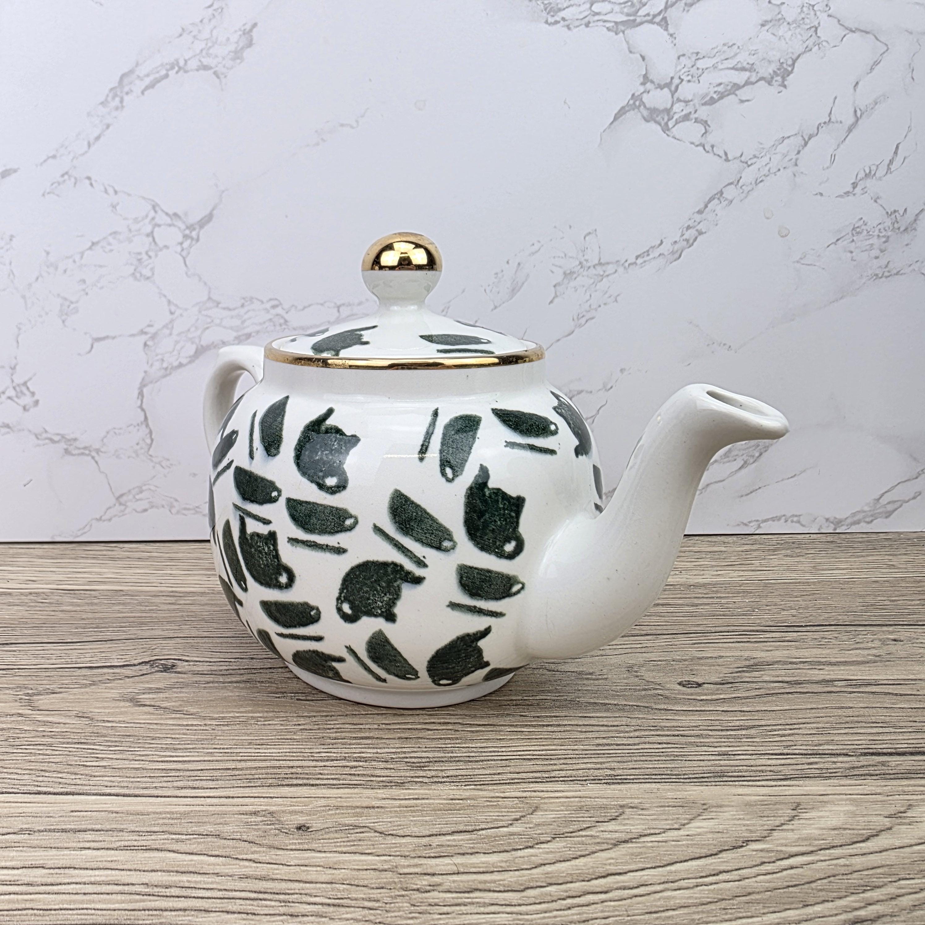 Ceramic Teapot Green Pattern by Price Kensington English Pottery Vintage Tableware Collectible Home Decor
