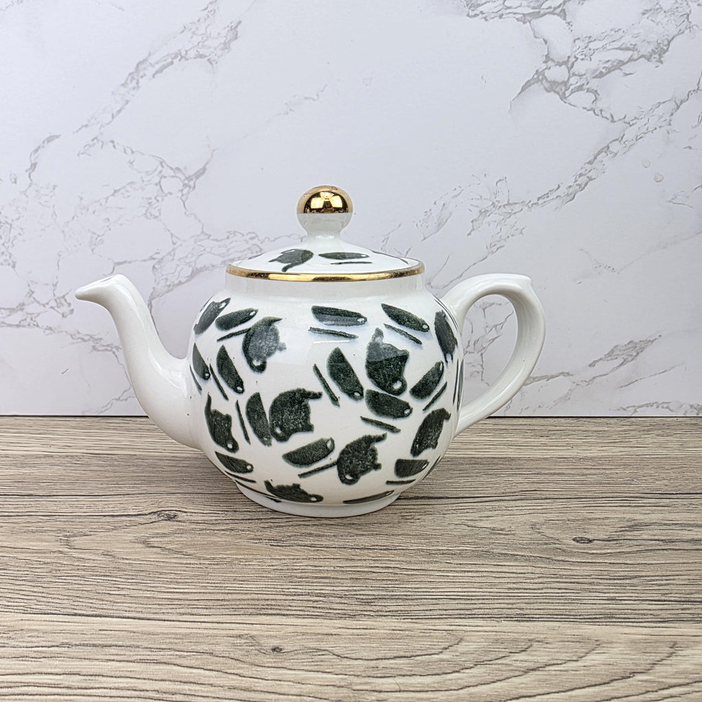 Ceramic Teapot Green Pattern by Price Kensington English Pottery Vintage Tableware Collectible Home Decor