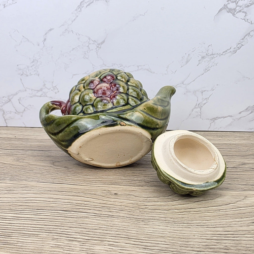 Ceramic Grape Teapot Vintage English Pottery Majolica Style Decorative Tableware Collectible Kitchen Display