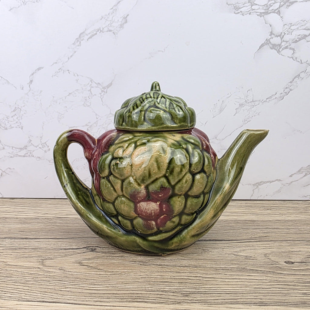 Ceramic Grape Teapot Vintage English Pottery Majolica Style Decorative Tableware Collectible Kitchen Display