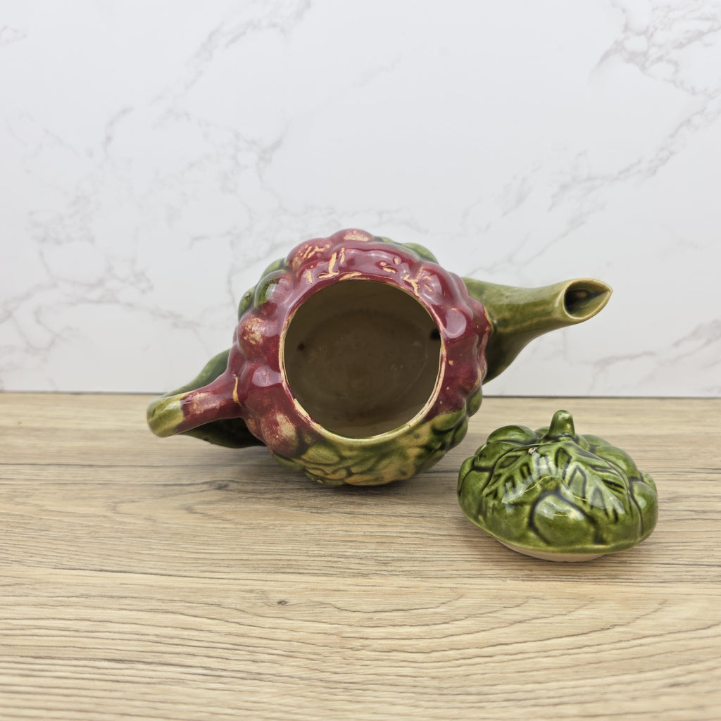 Ceramic Grape Teapot Vintage English Pottery Majolica Style Decorative Tableware Collectible Kitchen Display