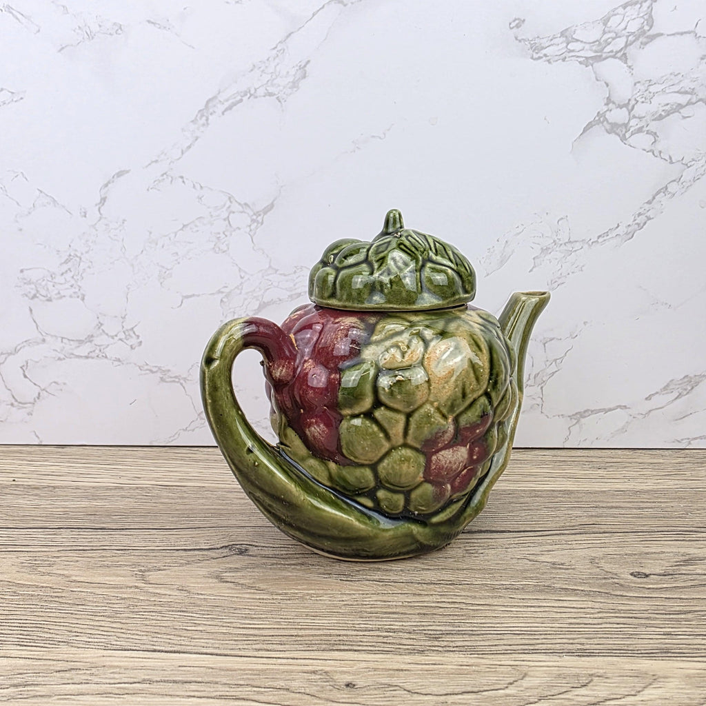 Ceramic Grape Teapot Vintage English Pottery Majolica Style Decorative Tableware Collectible Kitchen Display