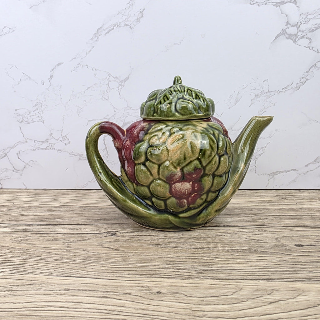Ceramic Grape Teapot Vintage English Pottery Majolica Style Decorative Tableware Collectible Kitchen Display