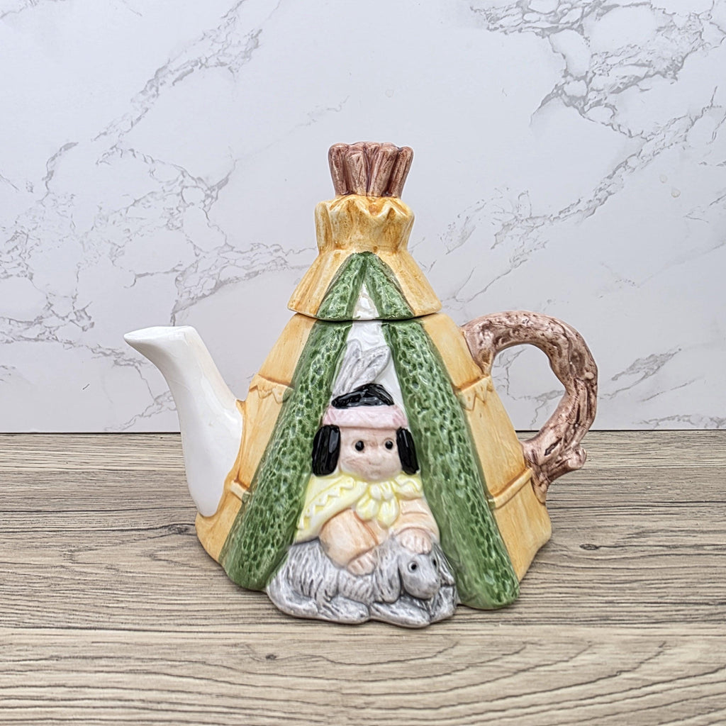 Figurative Tent Teapot Folk Art Ceramic Decorative Collectible Display Piece Vintage Style Ornamental