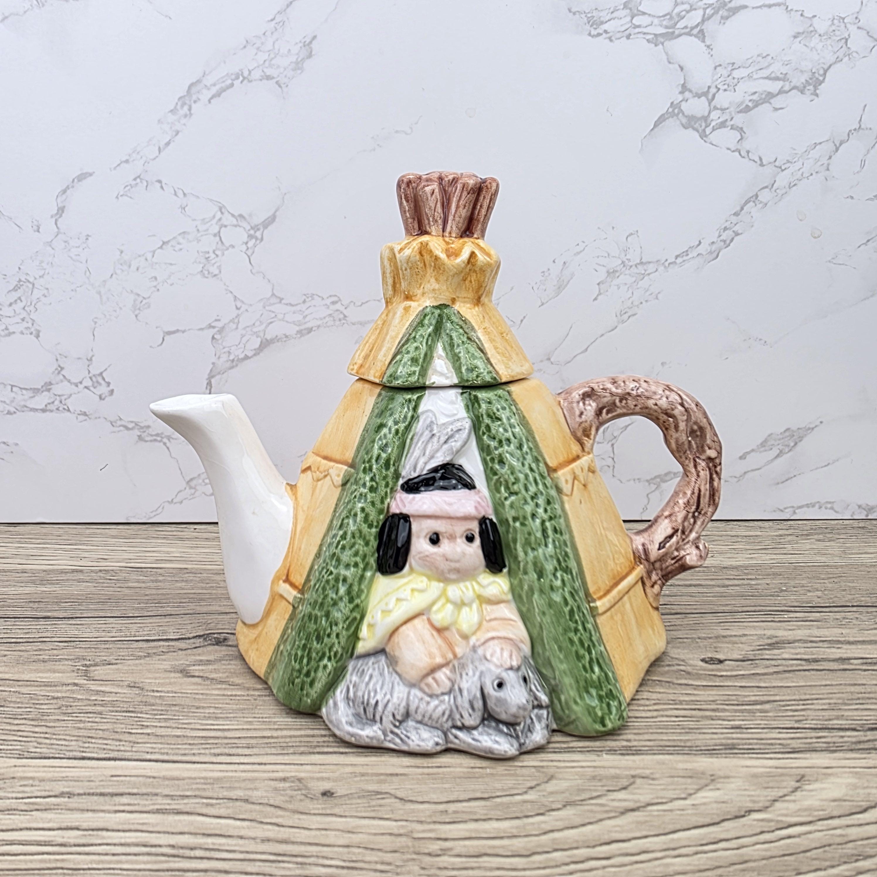 Figurative Tent Teapot Folk Art Ceramic Decorative Collectible Display Piece Vintage Style Ornamental
