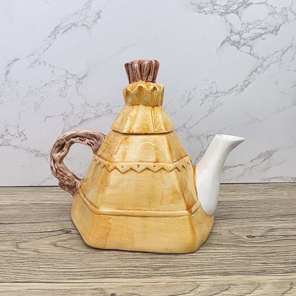 Figurative Tent Teapot Folk Art Ceramic Decorative Collectible Display Piece Vintage Style Ornamental