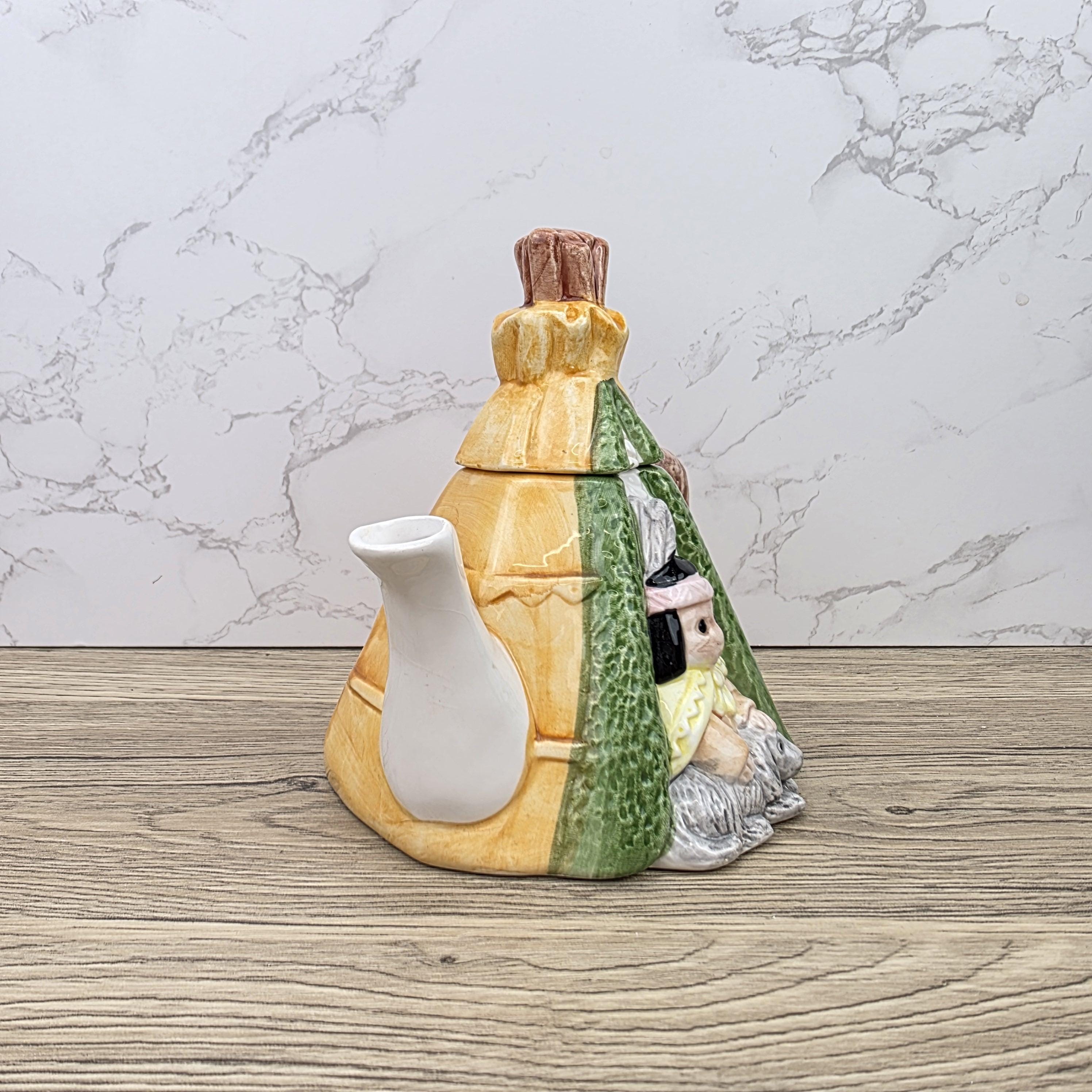 Figurative Tent Teapot Folk Art Ceramic Decorative Collectible Display Piece Vintage Style Ornamental