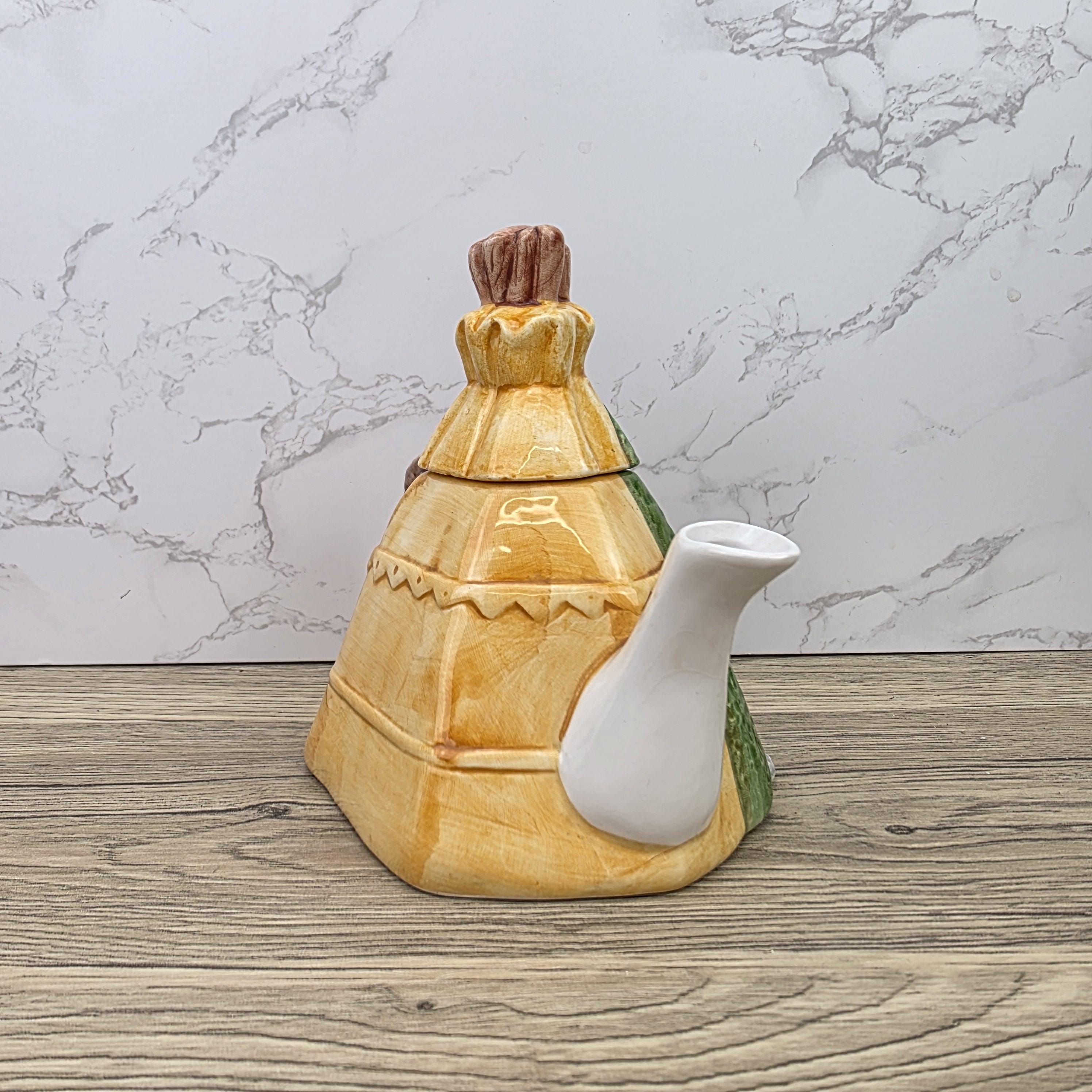 Figurative Tent Teapot Folk Art Ceramic Decorative Collectible Display Piece Vintage Style Ornamental